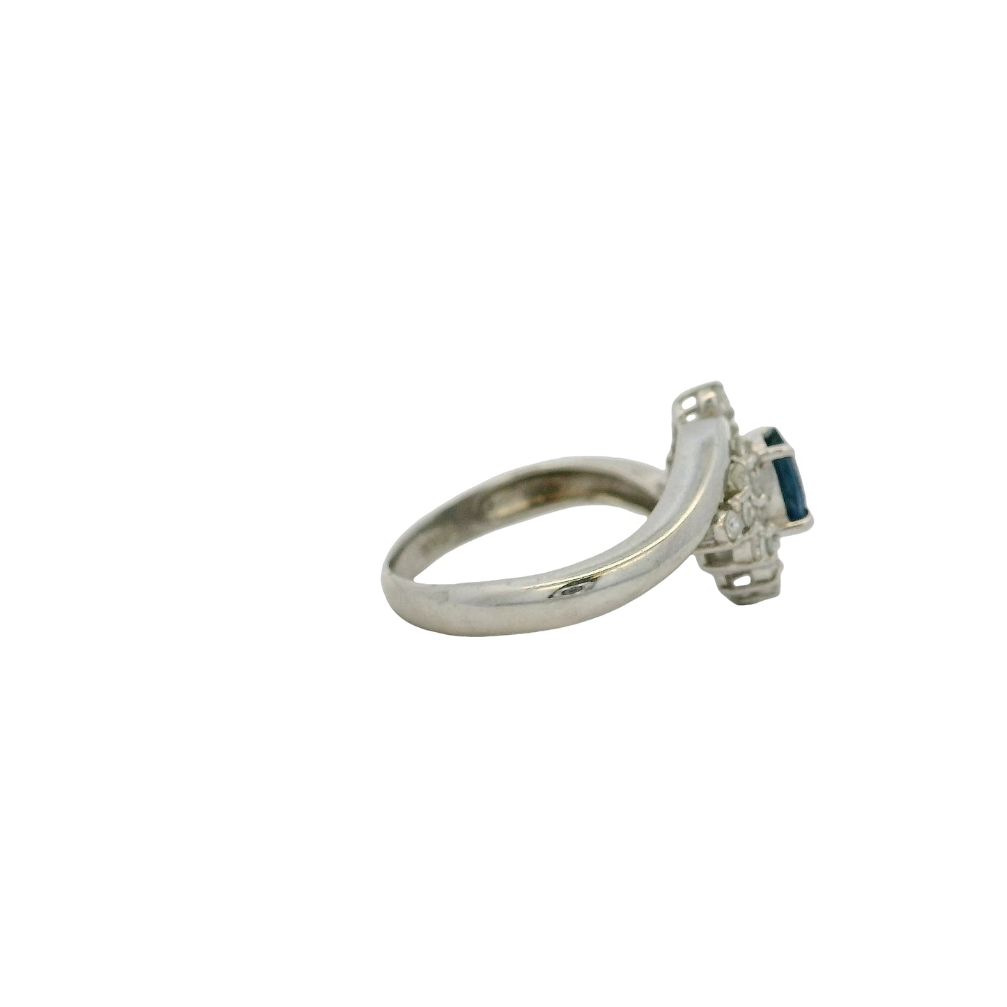 Platinum 0.48ct Oval Cut Sapphire Diamond Cocktail Spiral Ring