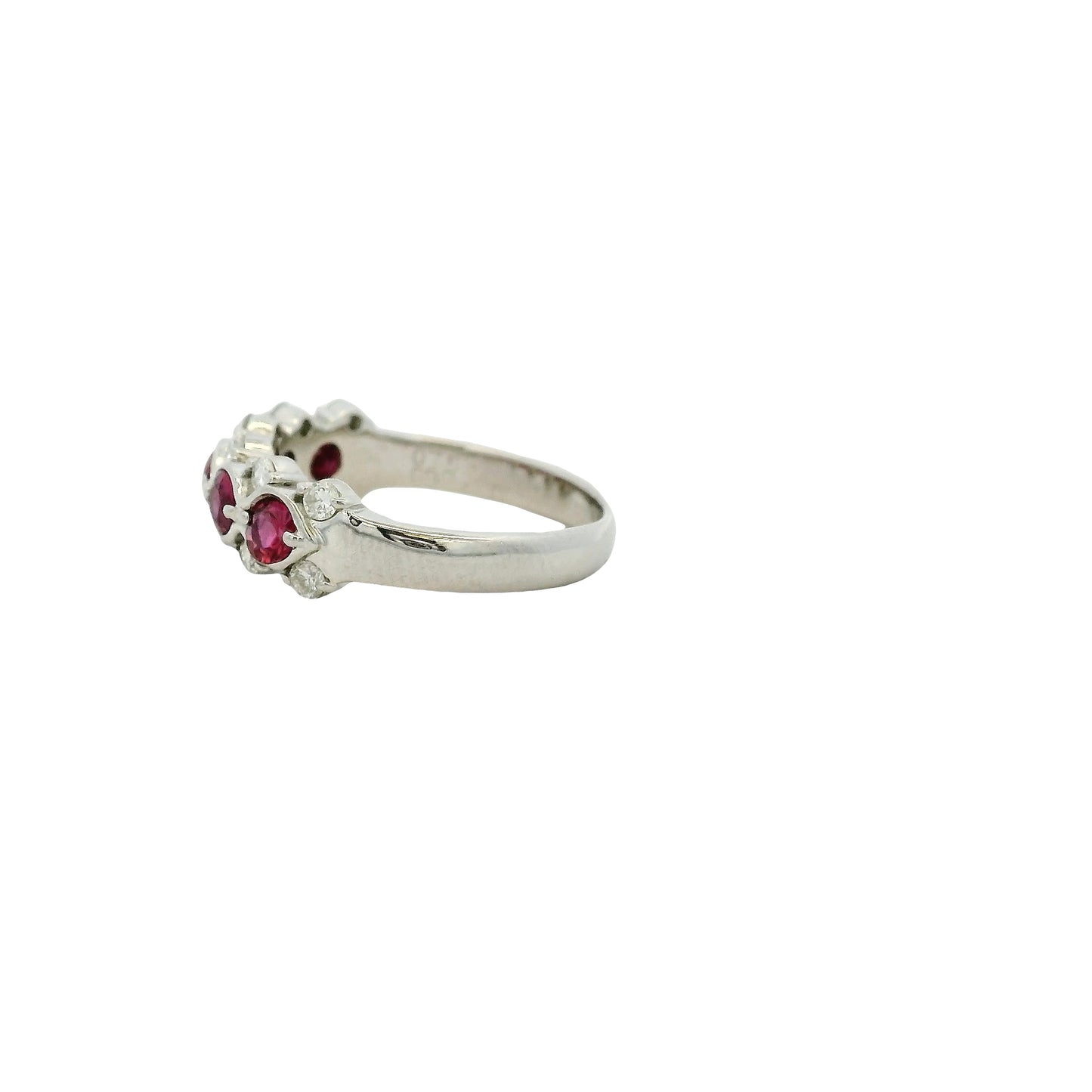 Platinum 0.75ct Round Ruby Bezel Set Diamond Ring