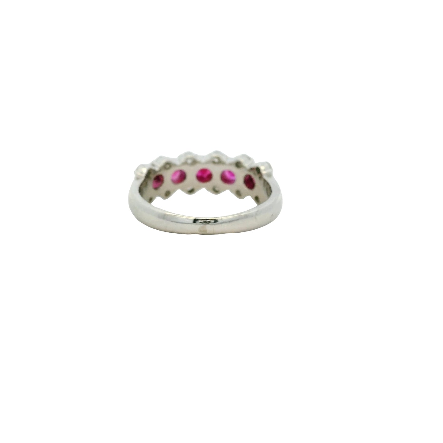 Platinum 0.75ct Round Ruby Bezel Set Diamond Ring