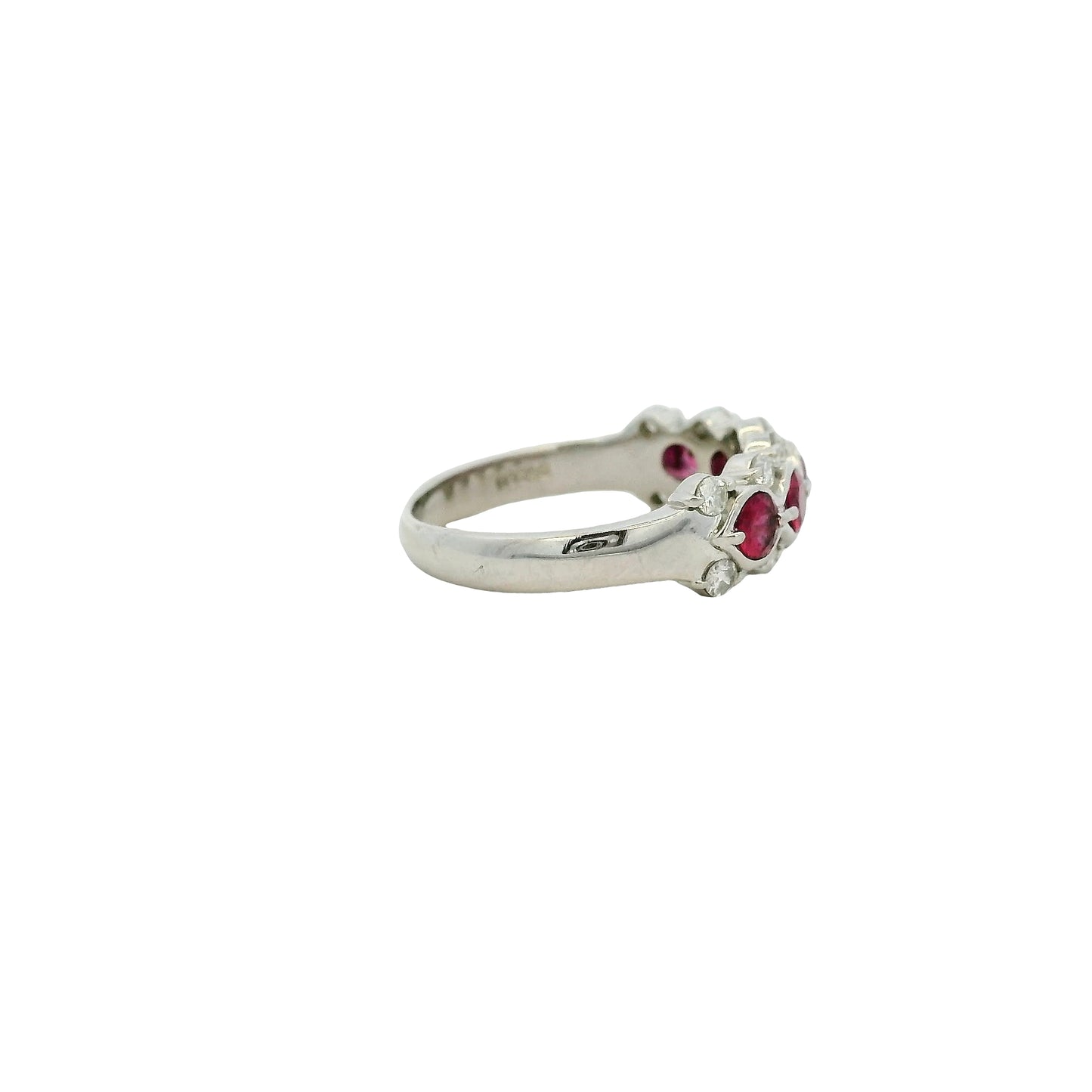 Platinum 0.75ct Round Ruby Bezel Set Diamond Ring