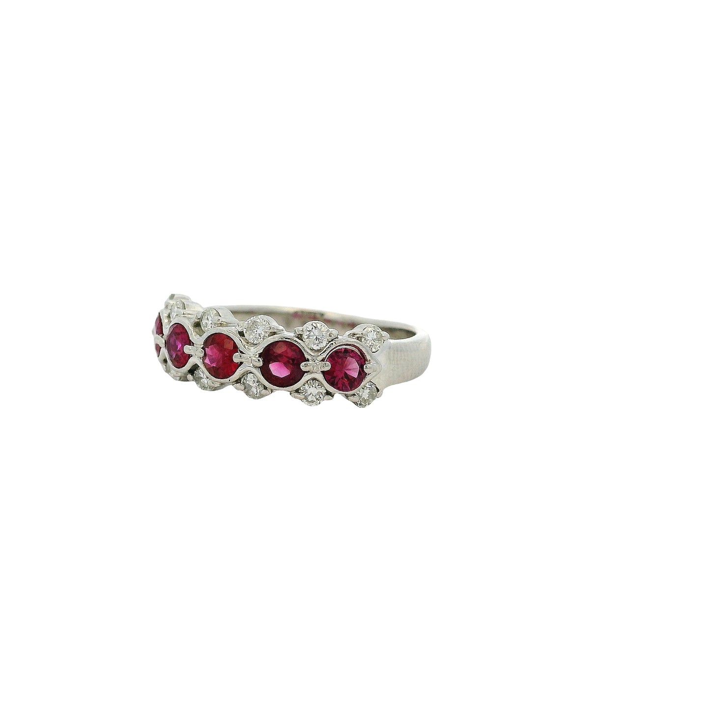 Platinum 0.75ct Round Ruby Bezel Set Diamond Ring