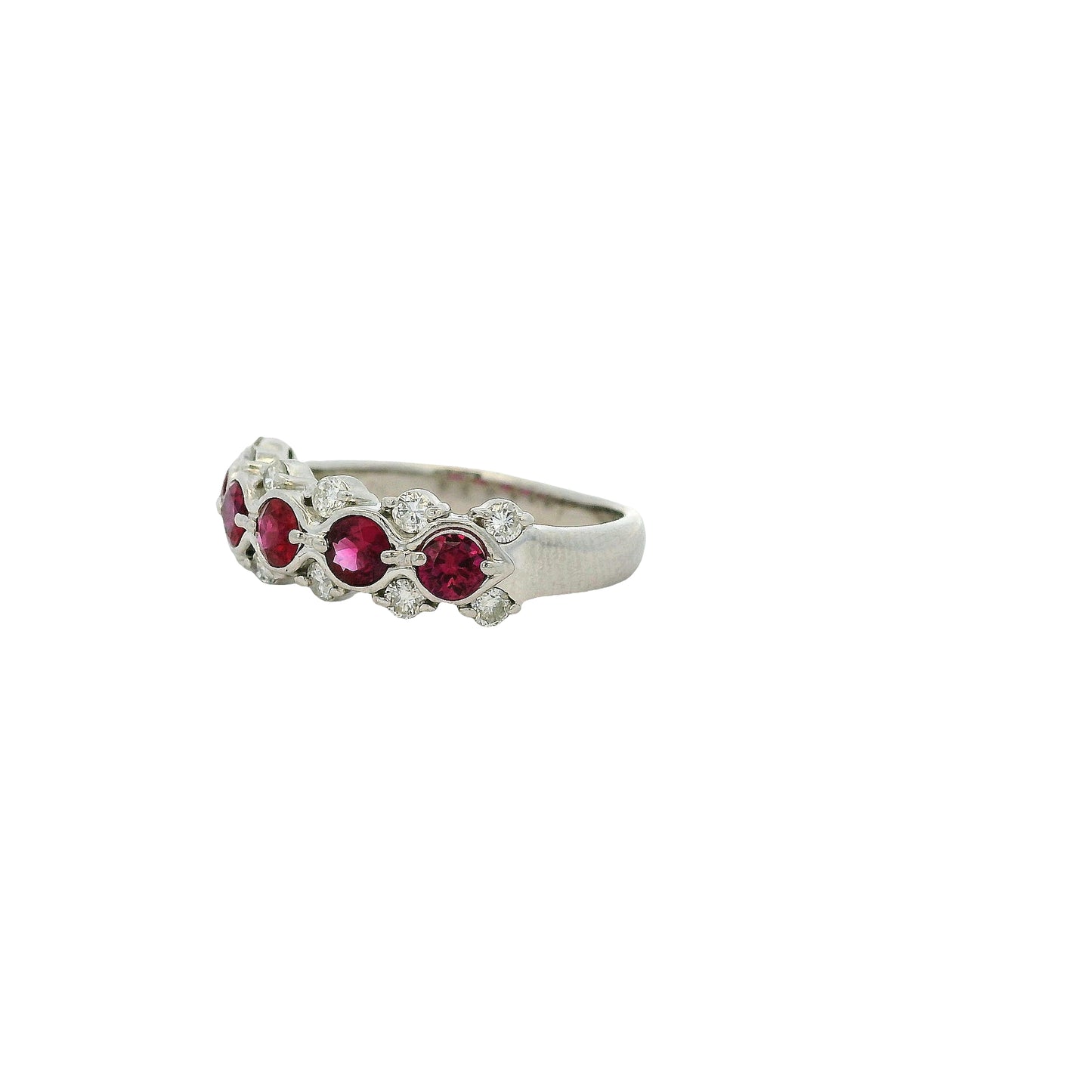 Platinum 0.75ct Round Ruby Bezel Set Diamond Ring