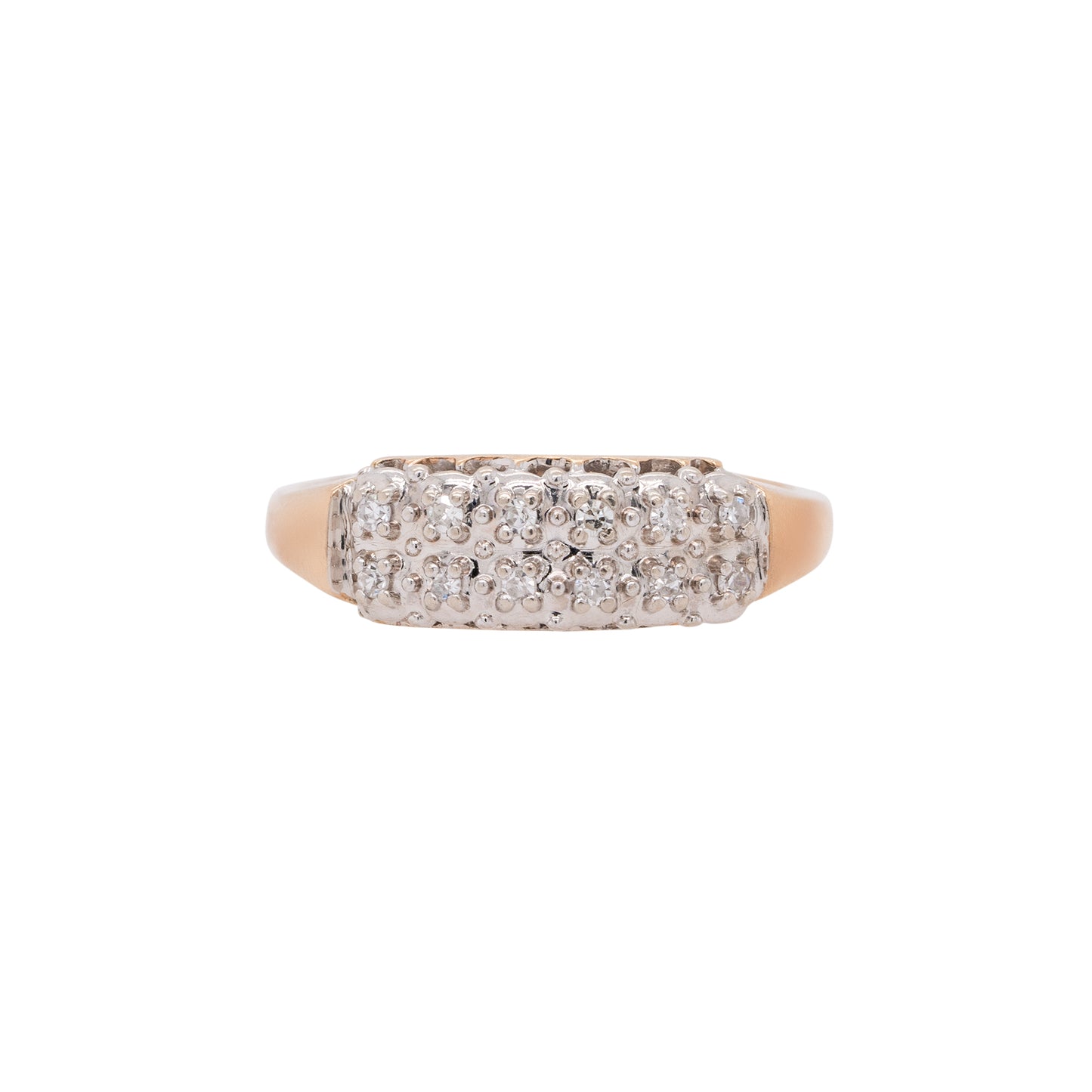 14k Yellow Gold Diamond Cluster Ring Band