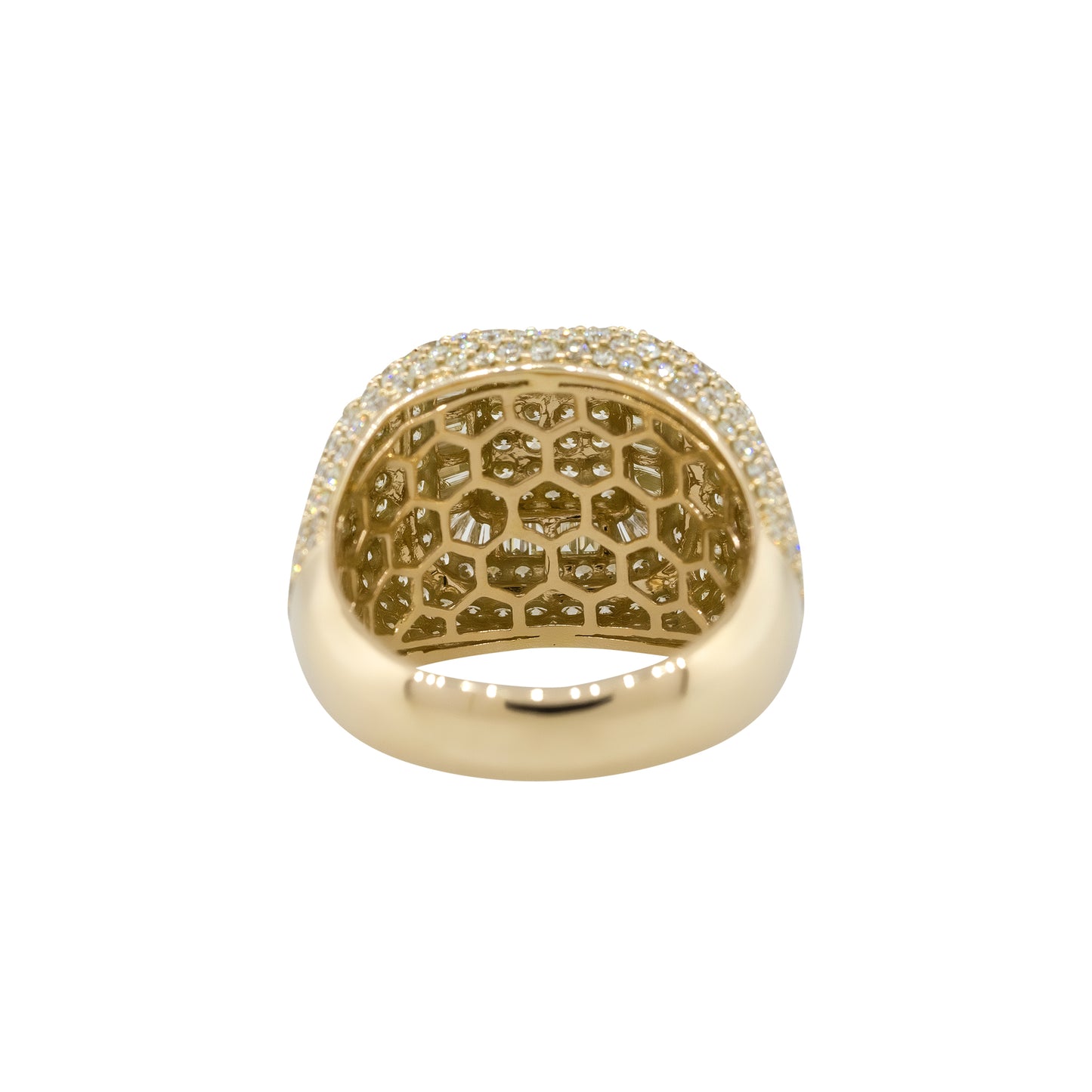 14k Yellow Gold 4.47ctw Round & Baguette Diamond Pave Wide Mens Ring