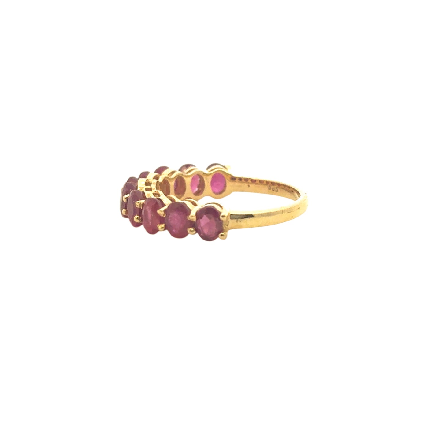 14k Yellow Gold 3ctw Oval Cut Ruby Halfway Ring Band