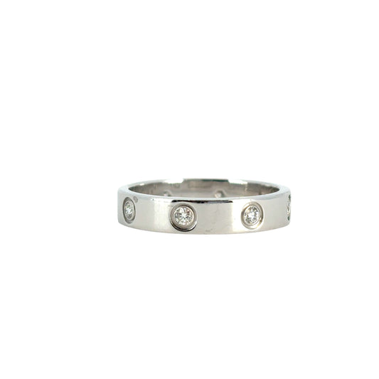 Cartier 18k White Gold Diamond Love Band Ring