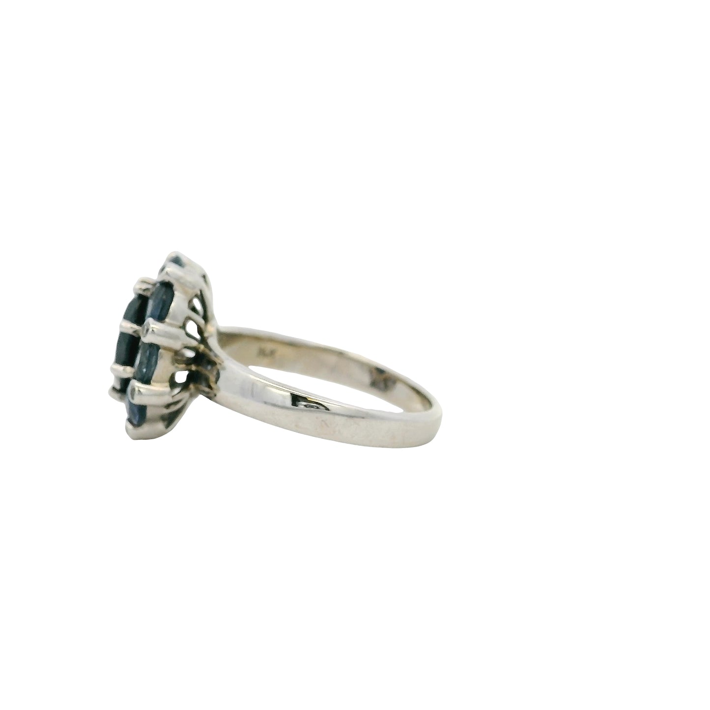 14k White Gold 4.8ctw Blue Sapphire Ring