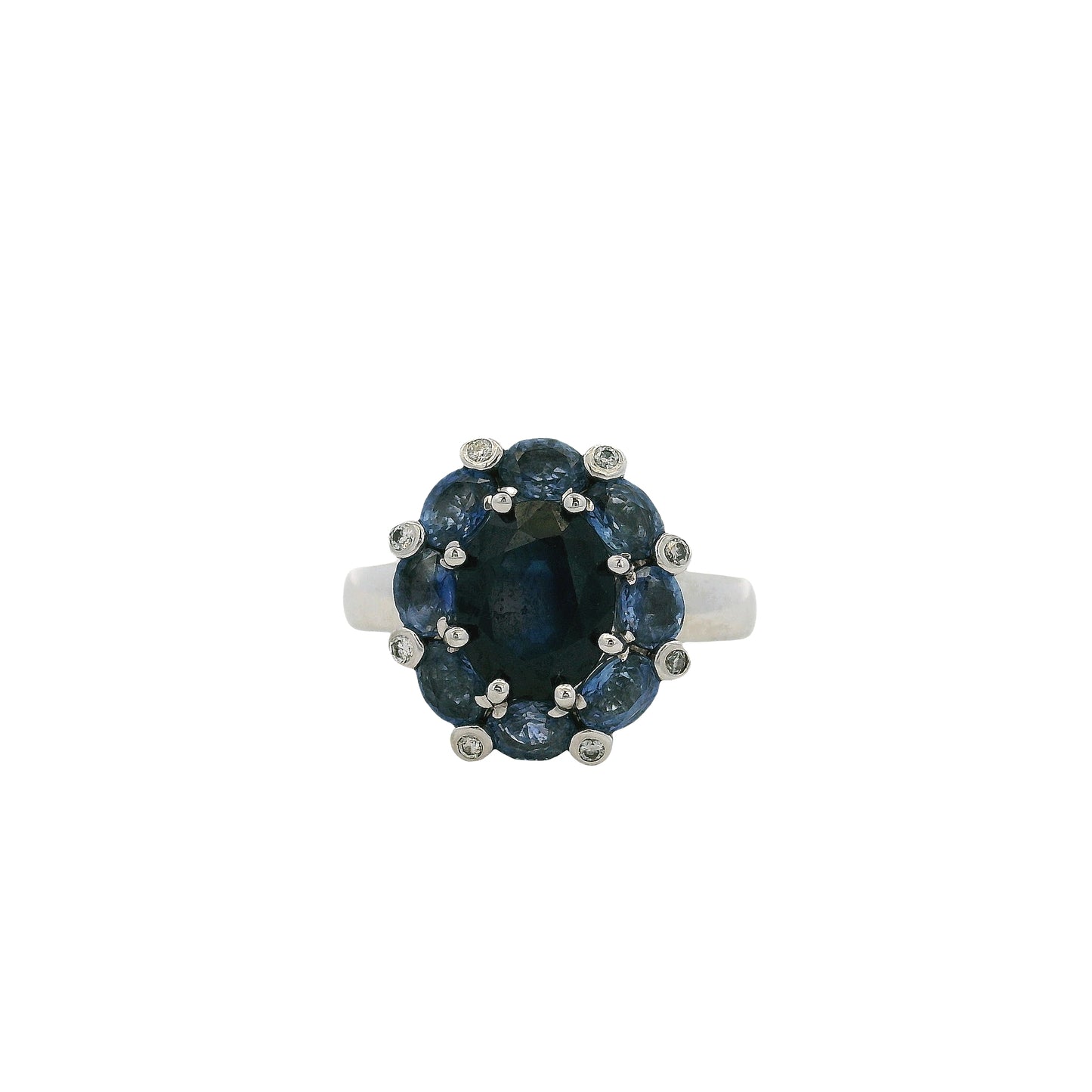14k White Gold 4.8ctw Blue Sapphire Ring