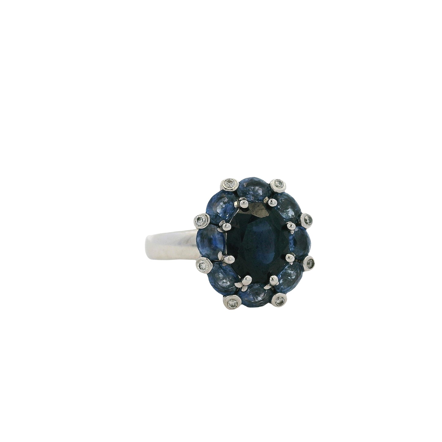 14k White Gold 4.8ctw Blue Sapphire Ring