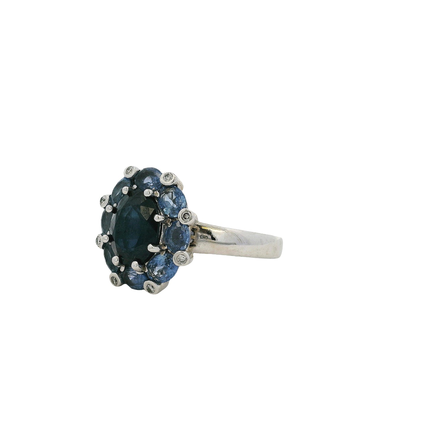 14k White Gold 4.8ctw Blue Sapphire Ring