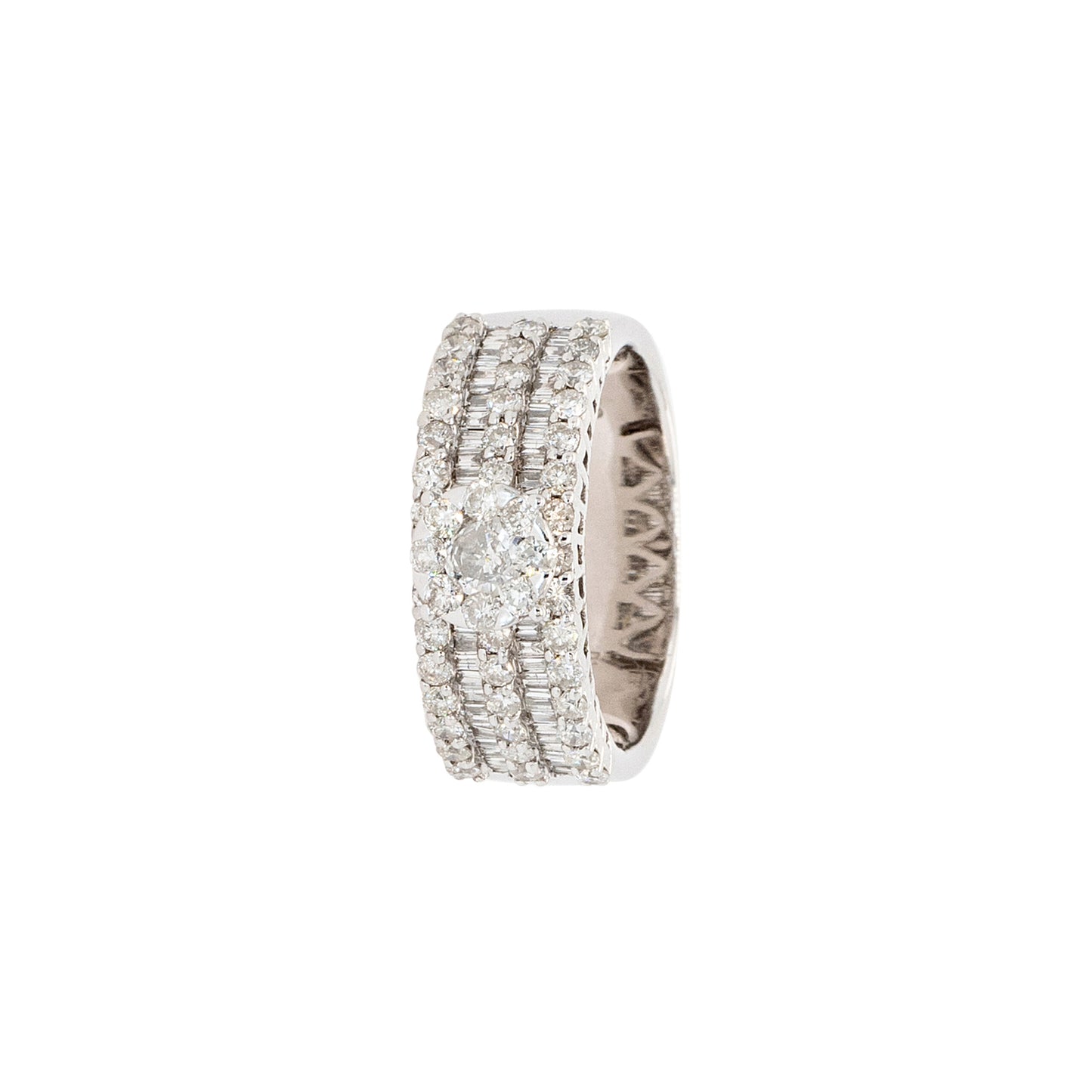 18k White Gold 1.40ctw Natural Round Brilliant & Diamond Cluster Ring