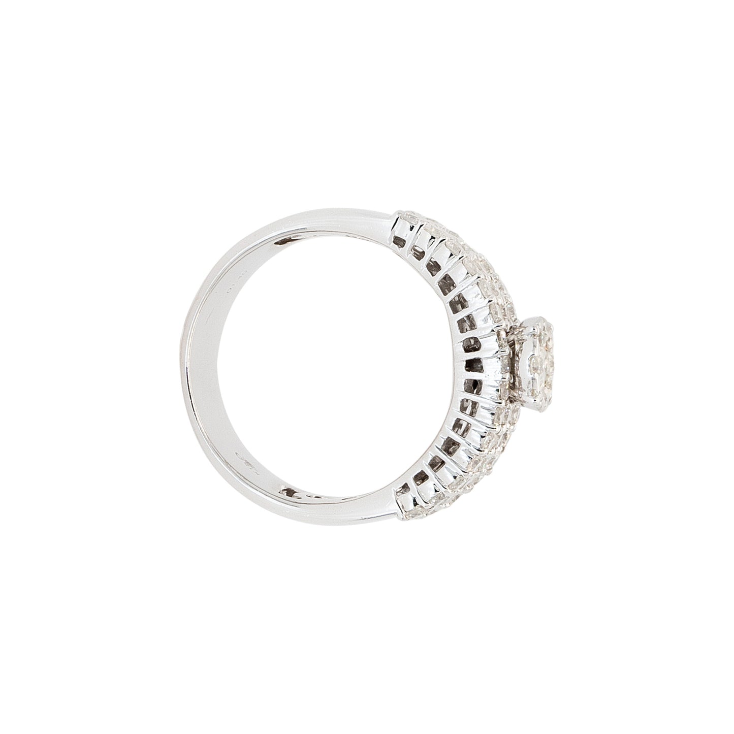 18k White Gold 1.40ctw Natural Round Brilliant & Diamond Cluster Ring