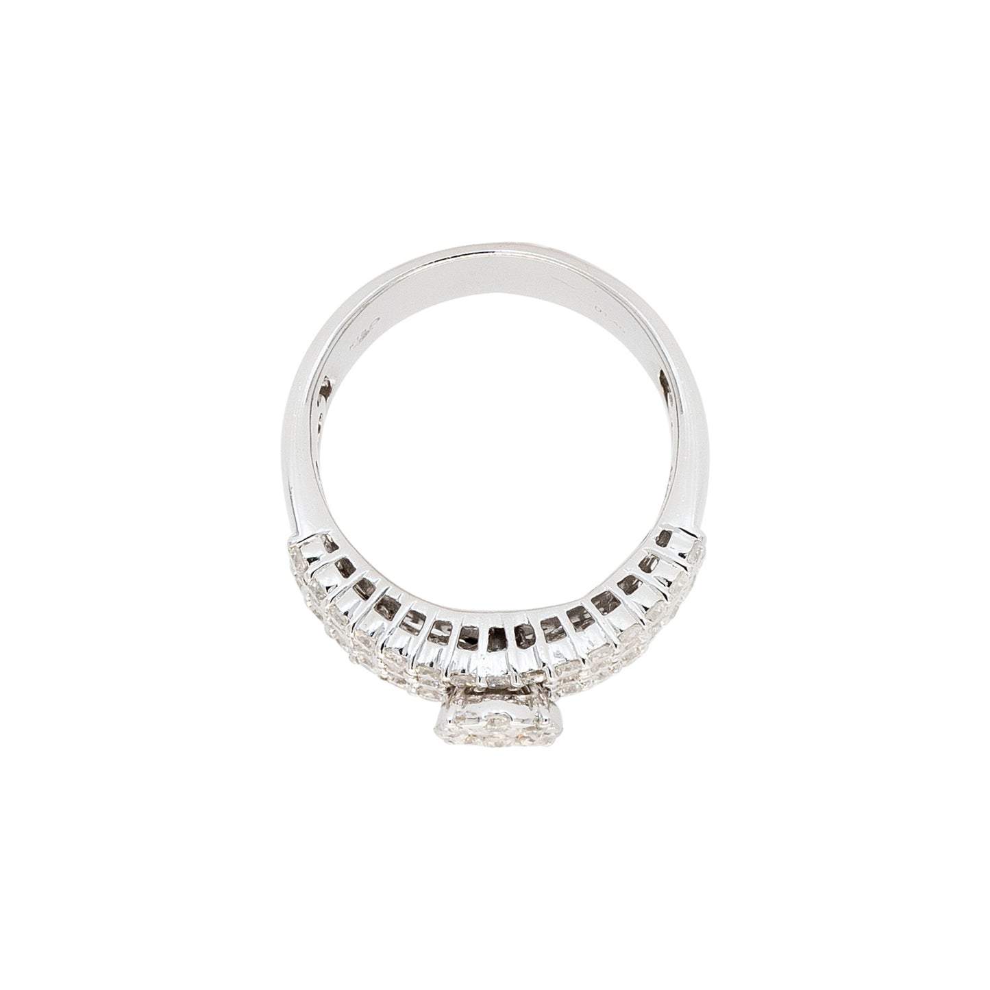 18k White Gold 1.40ctw Natural Round Brilliant & Diamond Cluster Ring