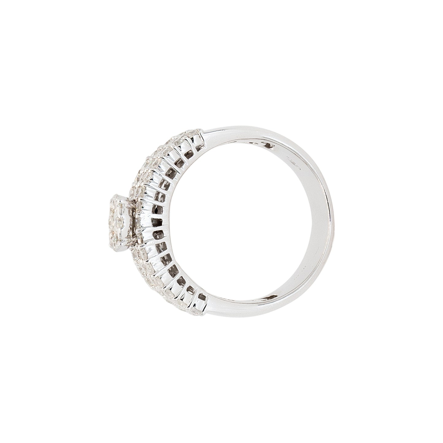 18k White Gold 1.40ctw Natural Round Brilliant & Diamond Cluster Ring