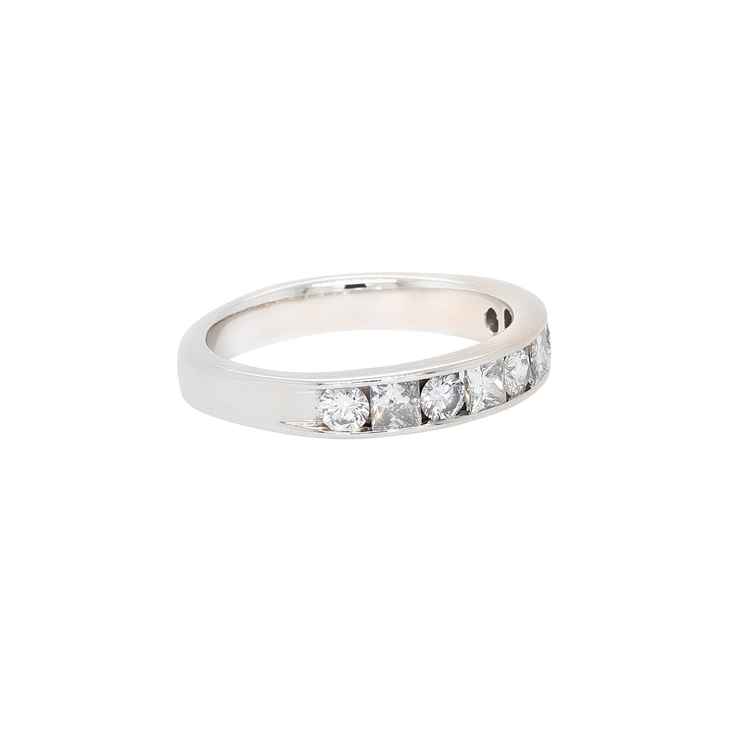 14k White Gold 0.84ctw Round Brilliant and Princess Cut Natural Diamond Ring