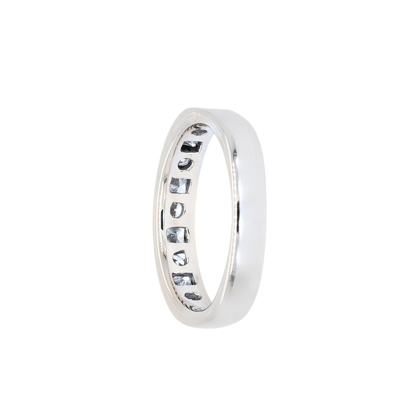 14k White Gold 0.84ctw Round Brilliant and Princess Cut Natural Diamond Ring