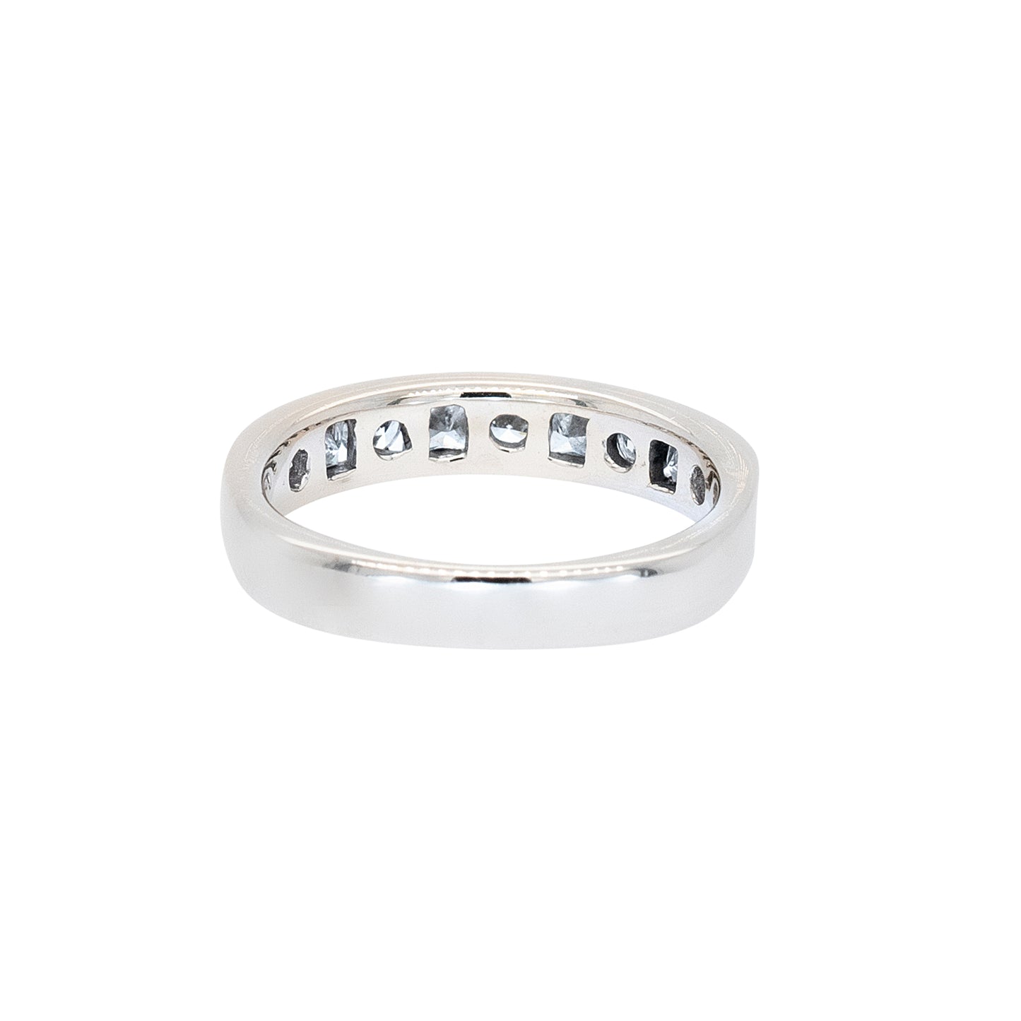 14k White Gold 0.84ctw Round Brilliant and Princess Cut Natural Diamond Ring