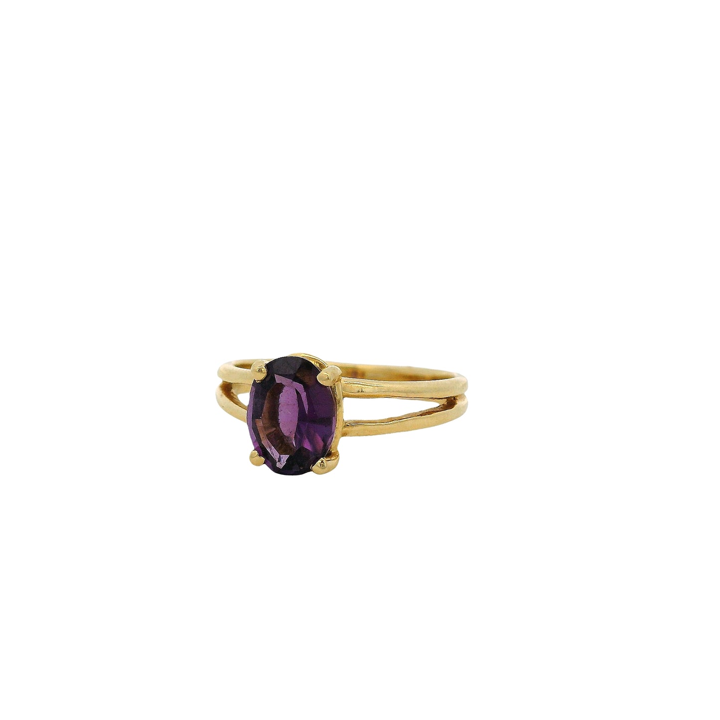 14k Yellow Gold Oval Amethyst Ring