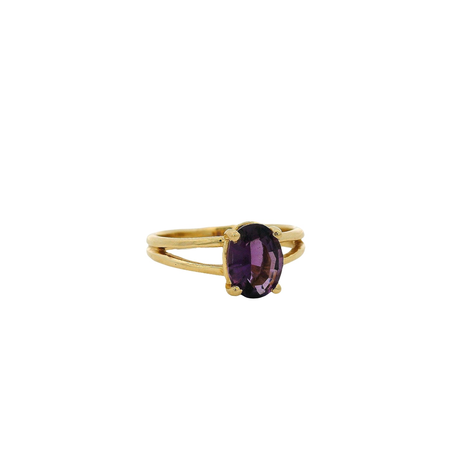14k Yellow Gold Oval Amethyst Ring