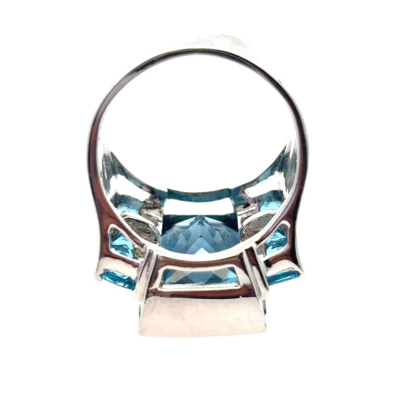 18k White Gold Blue Topaz and Diamond Ring
