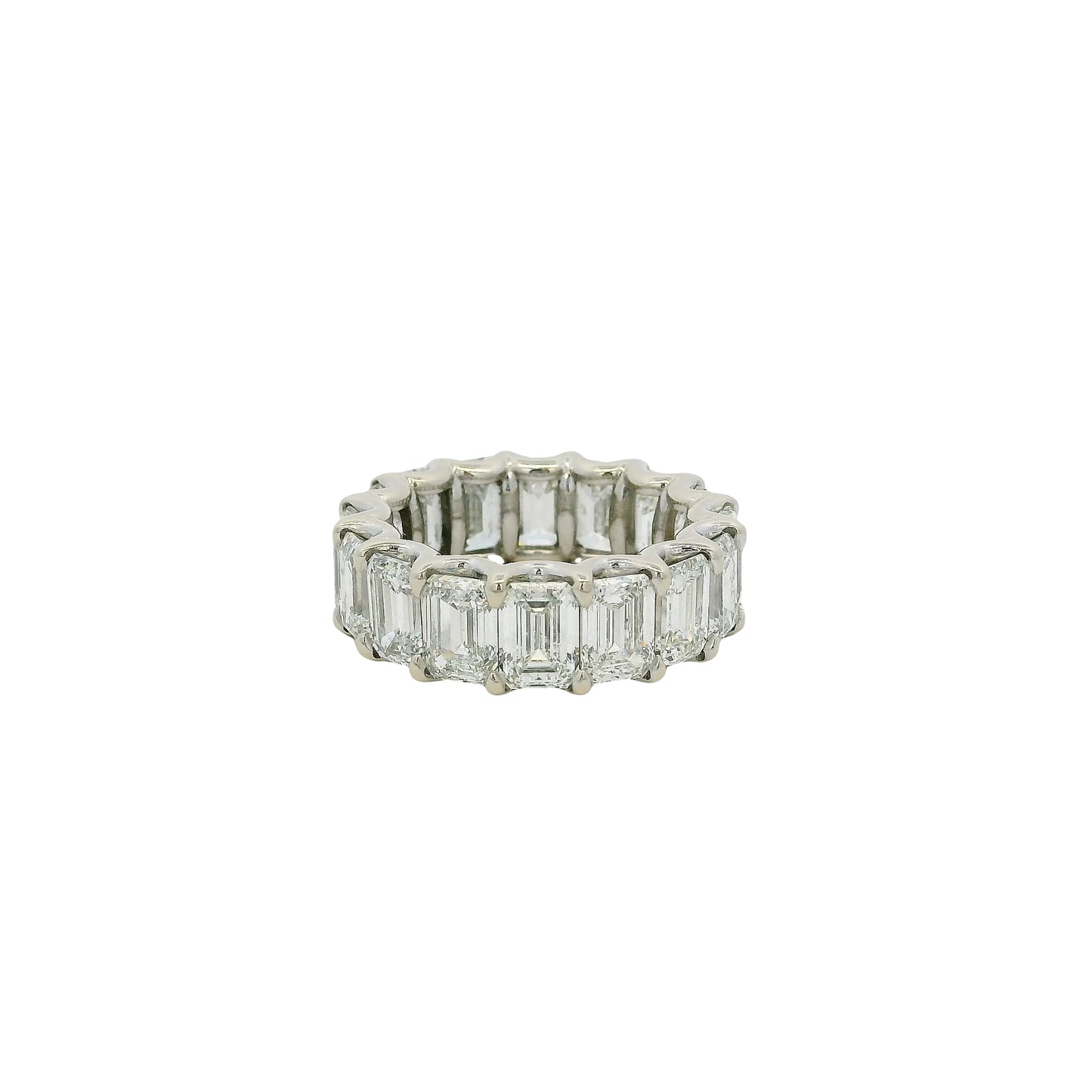 18k White Gold Natural All GIA Certified Emerald Cut 9.82ctw Diamond Eternity Band
