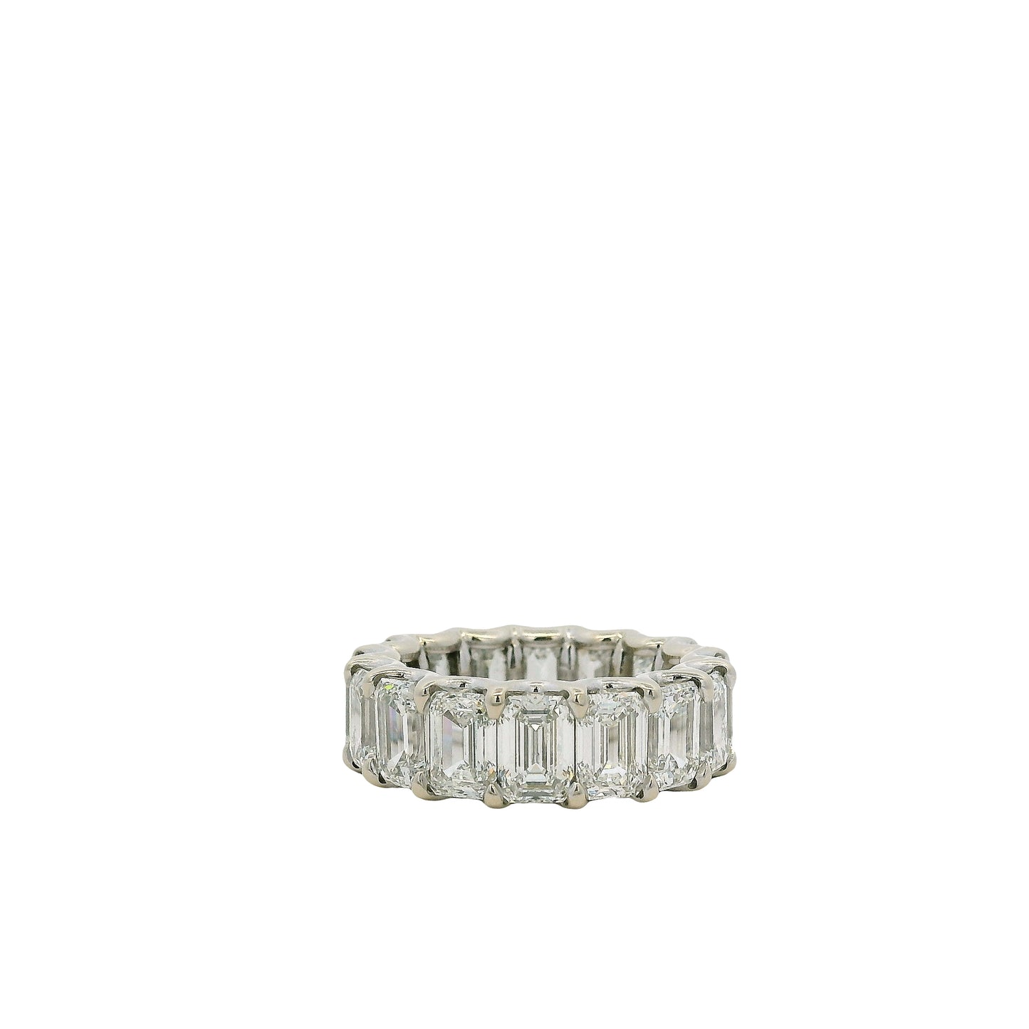 18k White Gold Natural All GIA Certified Emerald Cut 9.82ctw Diamond Eternity Band