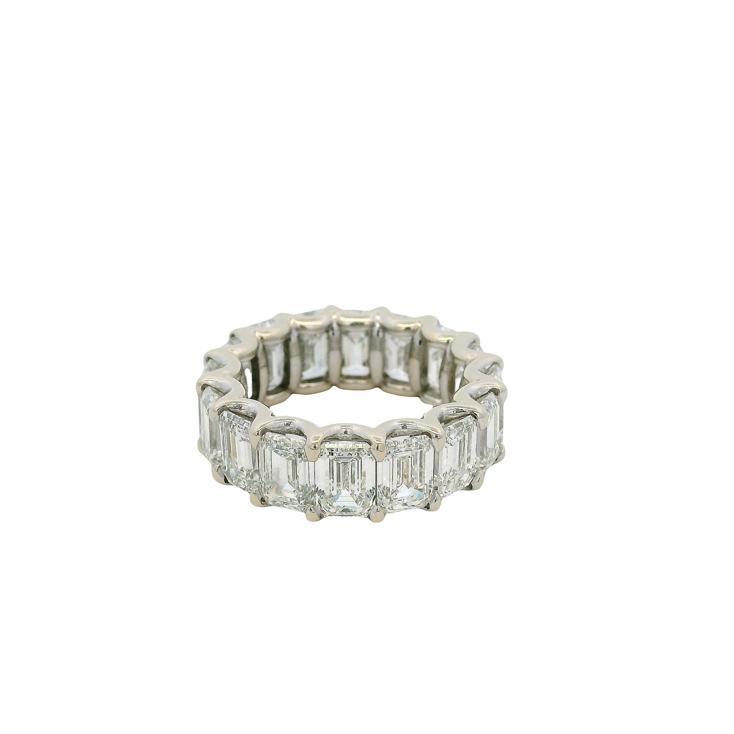 18k White Gold Natural All GIA Certified Emerald Cut 9.82ctw Diamond Eternity Band
