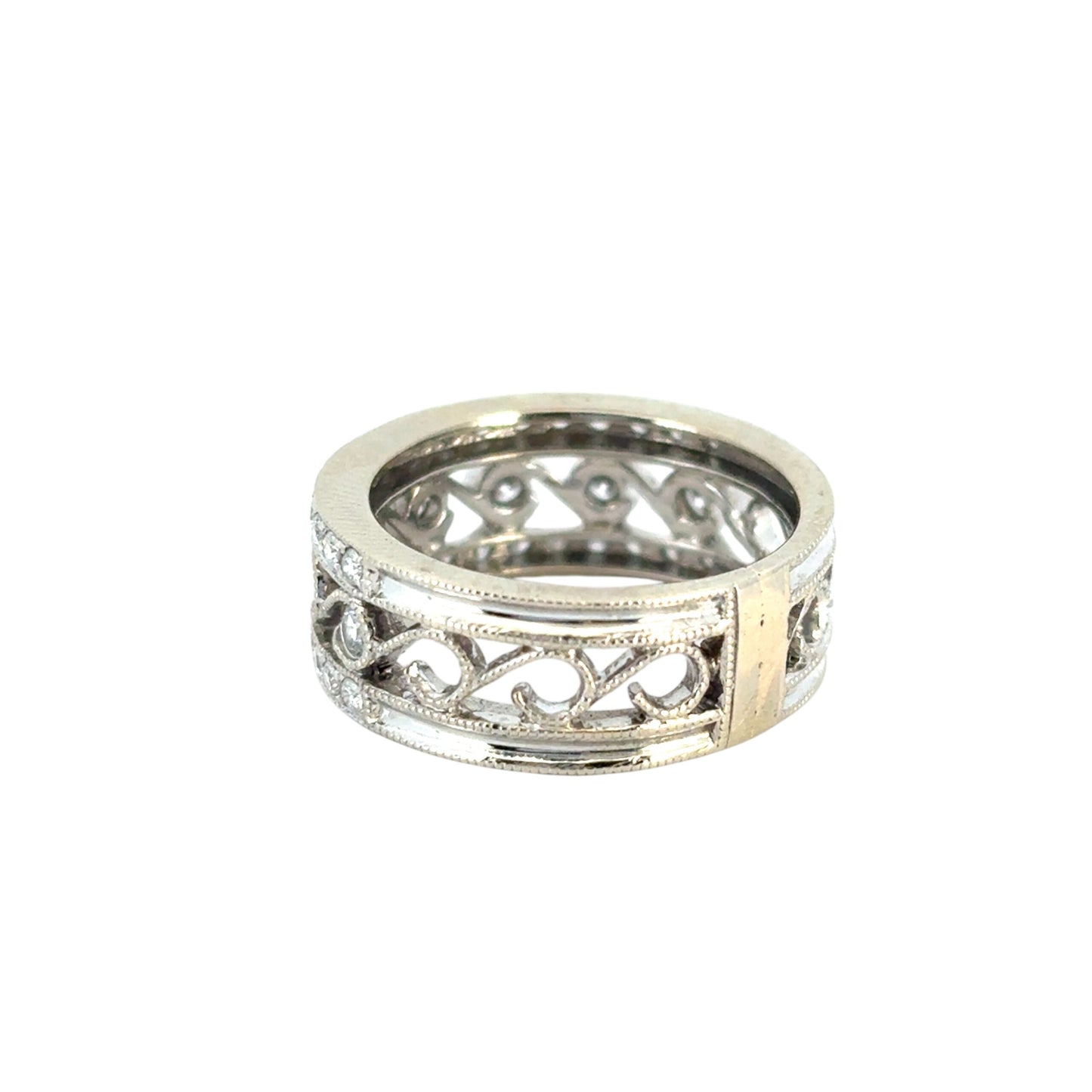 14k White Gold Vintage Ring Set with Natural Diamonds