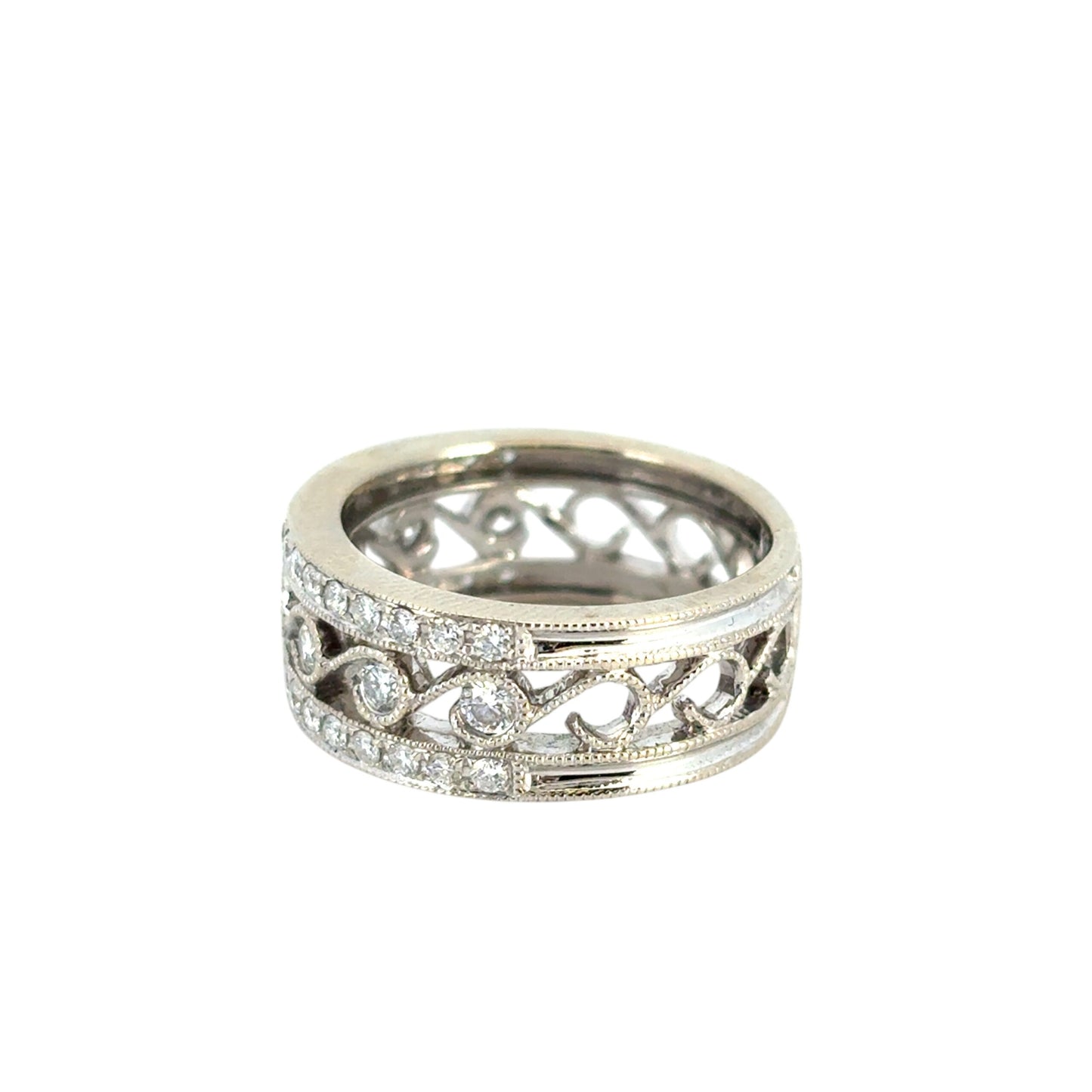 14k White Gold Vintage Ring Set with Natural Diamonds