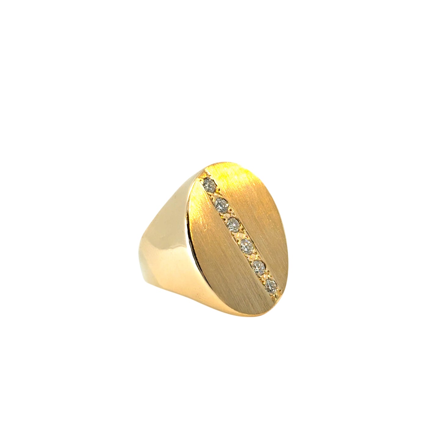 14k Yellow Gold Signet Ring set with Approximately 0.20ctw of Natural Diamonds