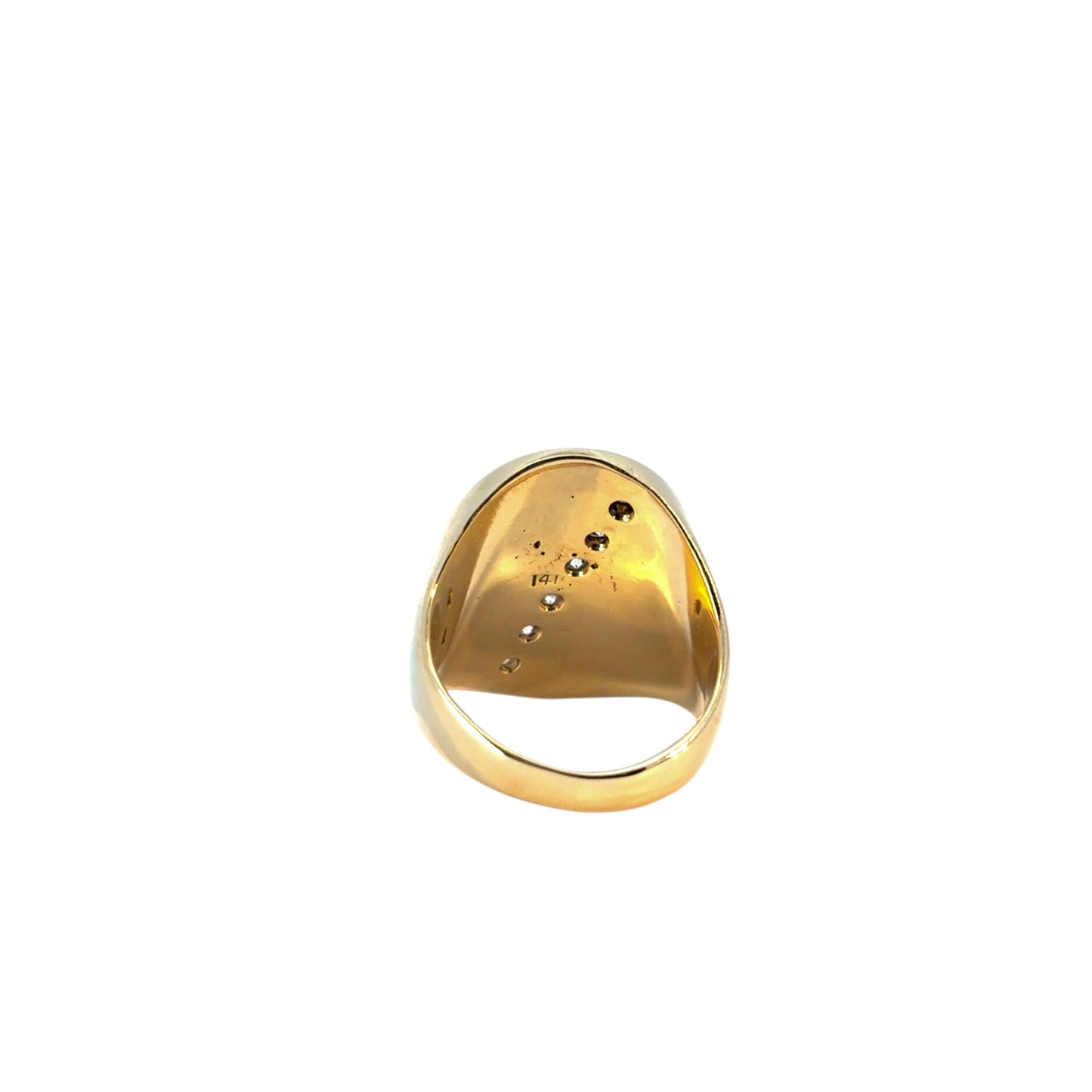 14k Yellow Gold Signet Ring set with Approximately 0.20ctw of Natural Diamonds