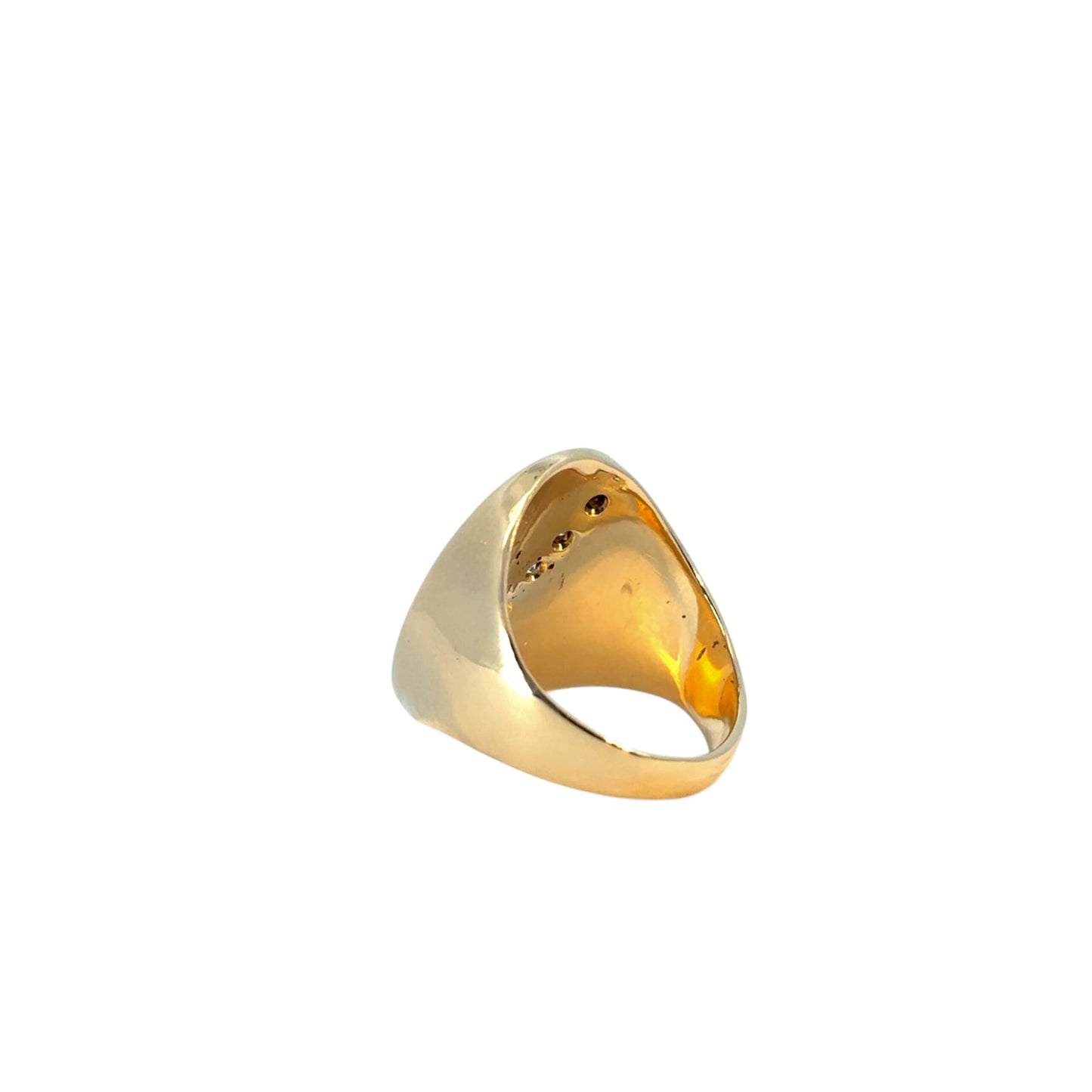 14k Yellow Gold Signet Ring set with Approximately 0.20ctw of Natural Diamonds