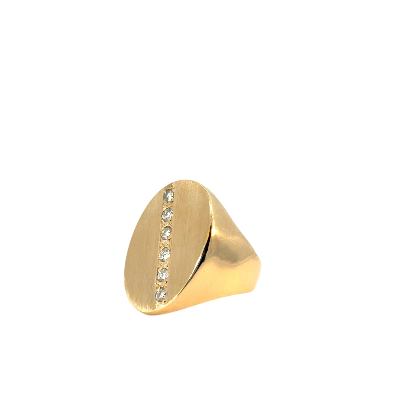 14k Yellow Gold Signet Ring set with Approximately 0.20ctw of Natural Diamonds