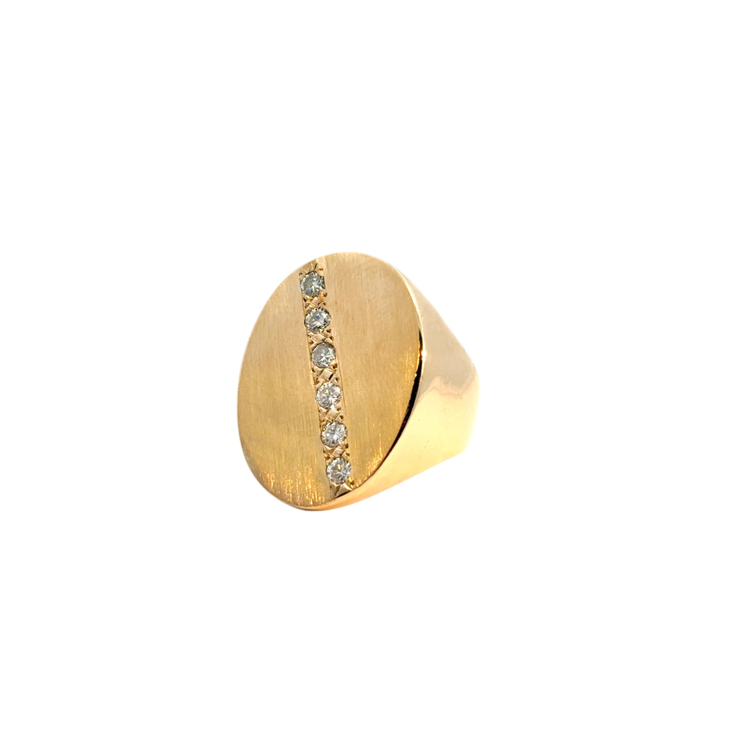 14k Yellow Gold Signet Ring set with Approximately 0.20ctw of Natural Diamonds