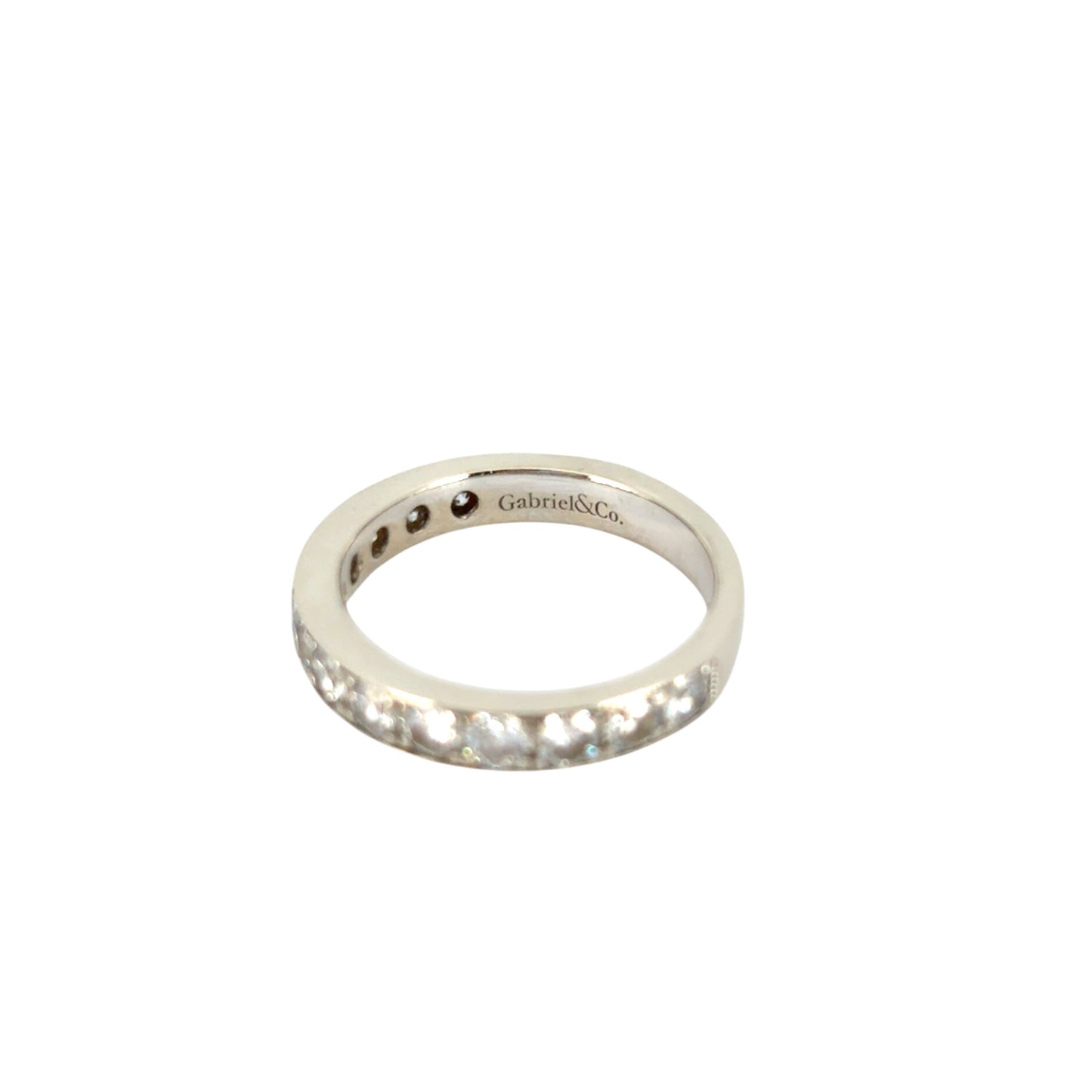 Gabriel 14K White Gold Micro Pave Set 1.50ctw Natural Diamond Wedding Band with Milgrain