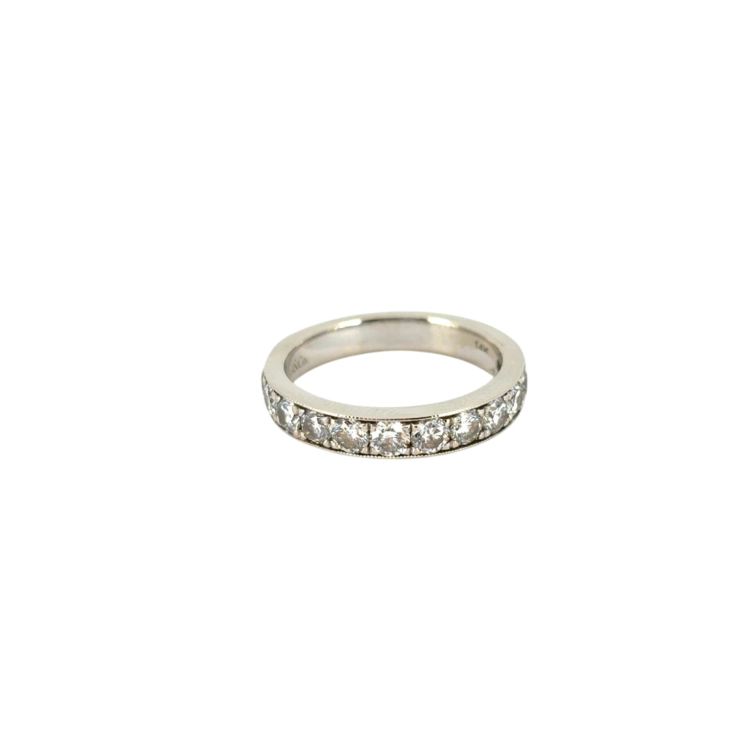Gabriel 14K White Gold Micro Pave Set 1.50ctw Natural Diamond Wedding Band with Milgrain