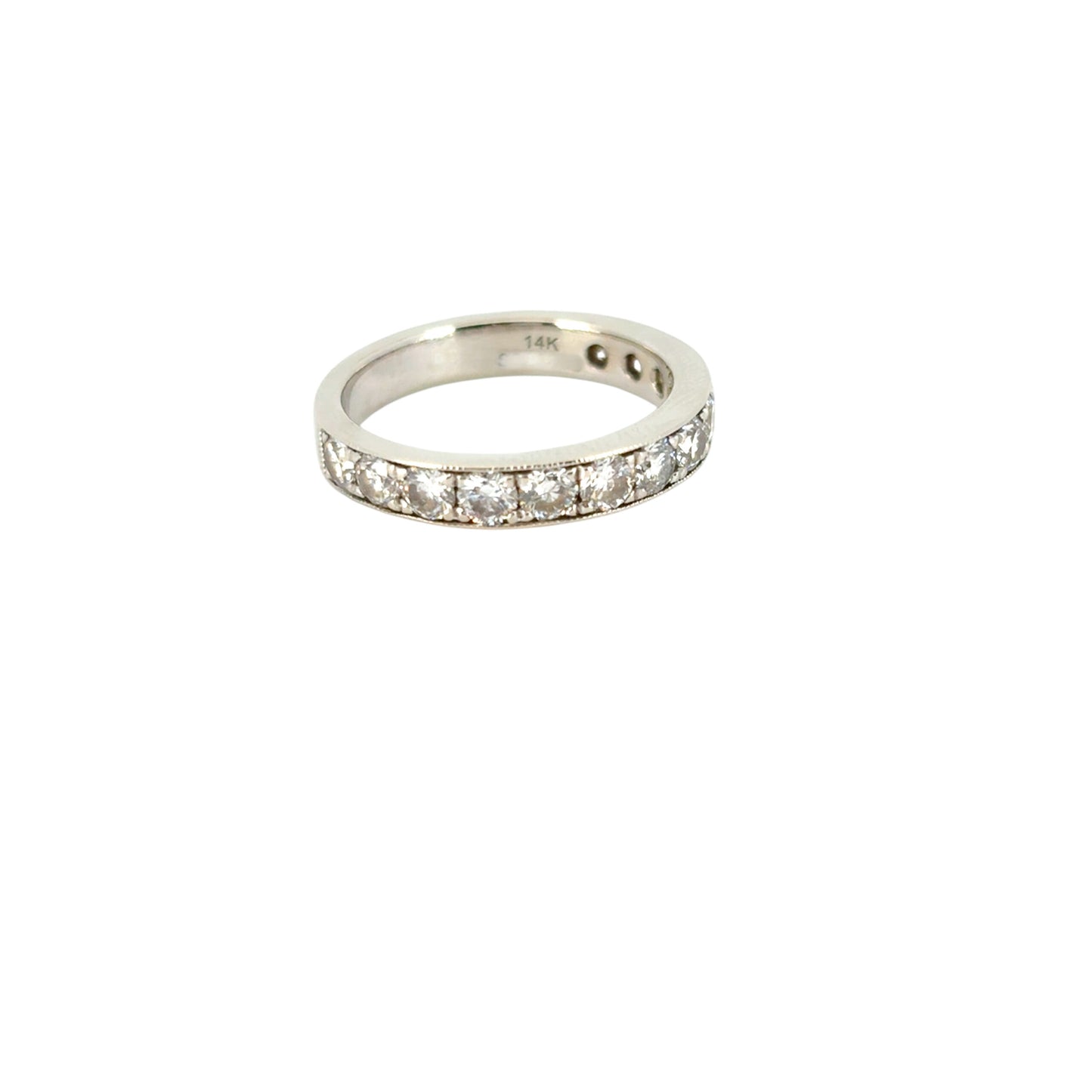 Gabriel 14K White Gold Micro Pave Set 1.50ctw Natural Diamond Wedding Band with Milgrain
