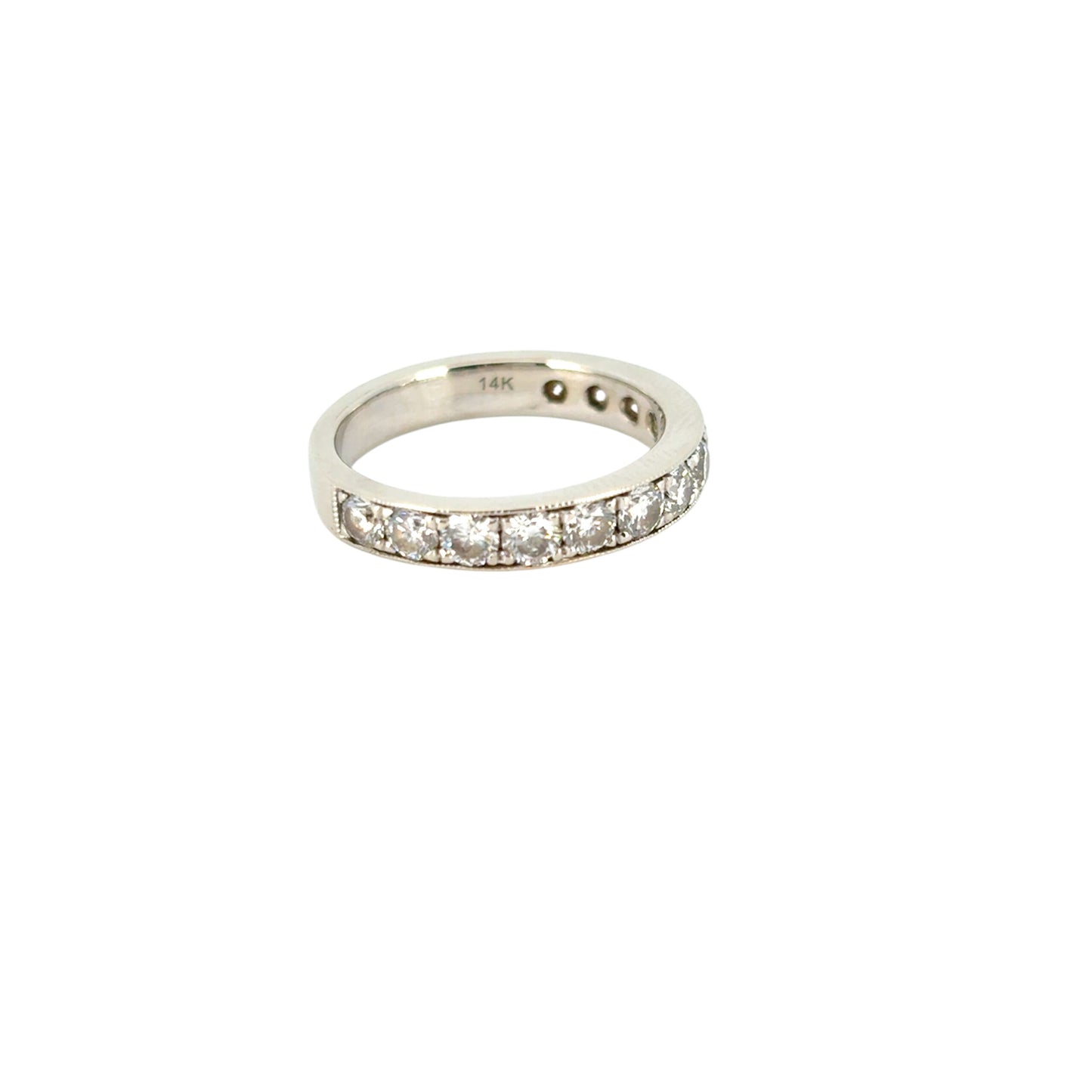 Gabriel 14K White Gold Micro Pave Set 1.50ctw Natural Diamond Wedding Band with Milgrain
