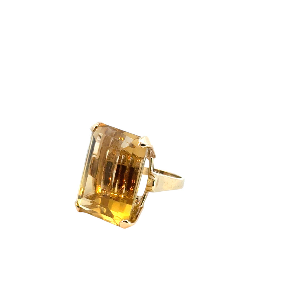 Vintage 14k Yellow Gold Citrine Gemstone Ring