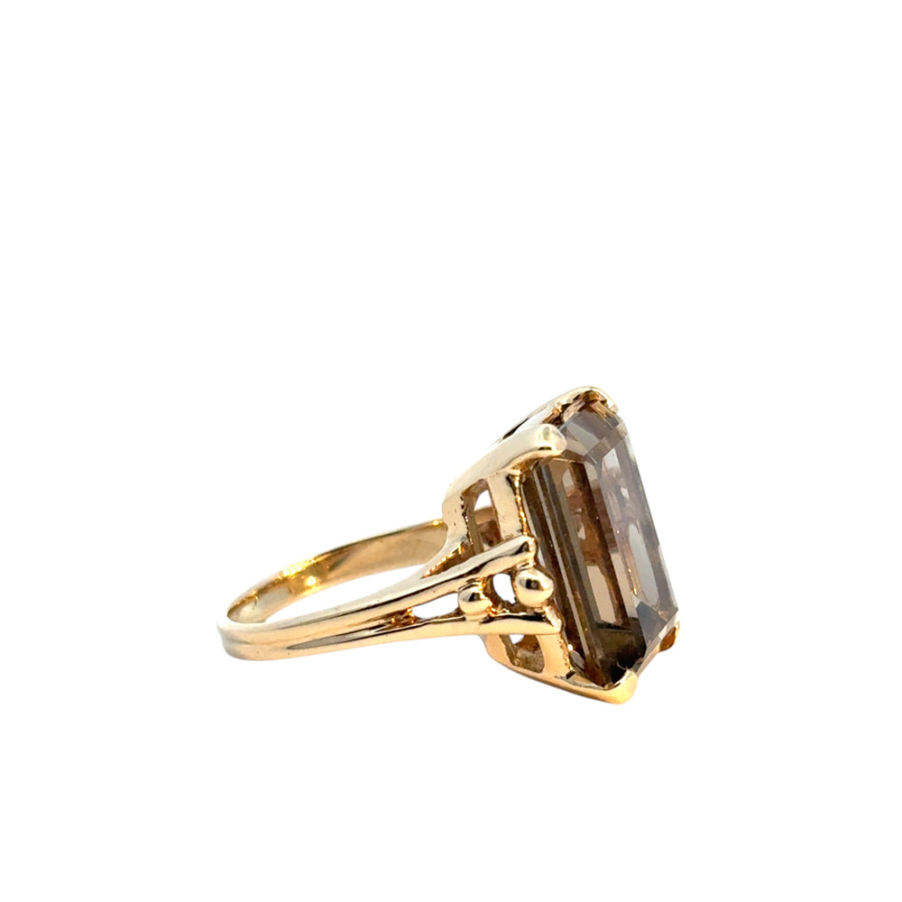 Vintage 14k Yellow Gold Smoky Quartz Gemstone Ring