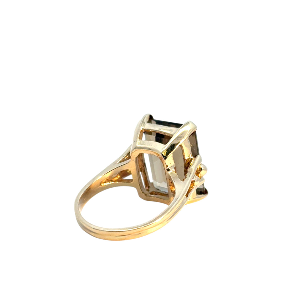 Vintage 14k Yellow Gold Smoky Quartz Gemstone Ring