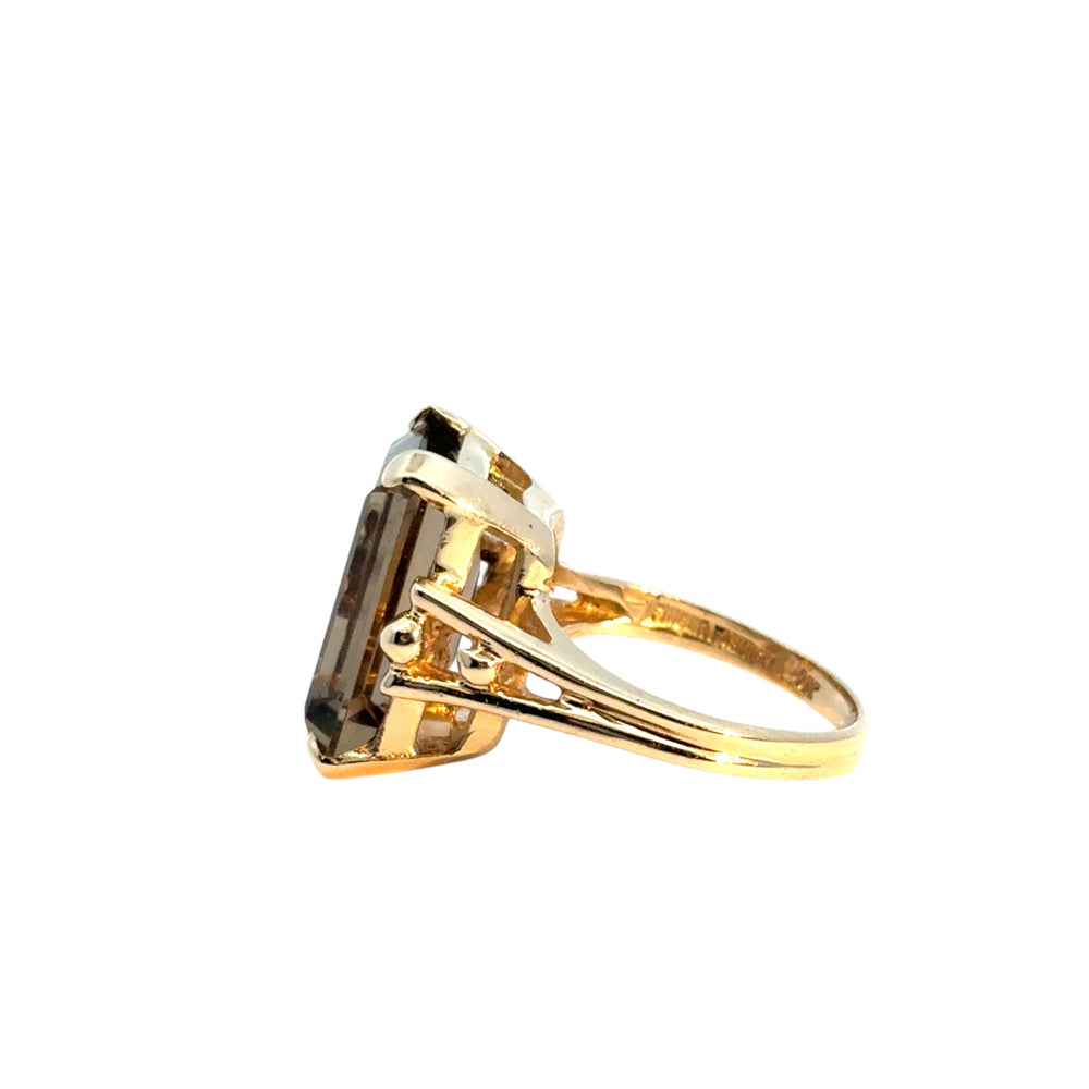 Vintage 14k Yellow Gold Smoky Quartz Gemstone Ring