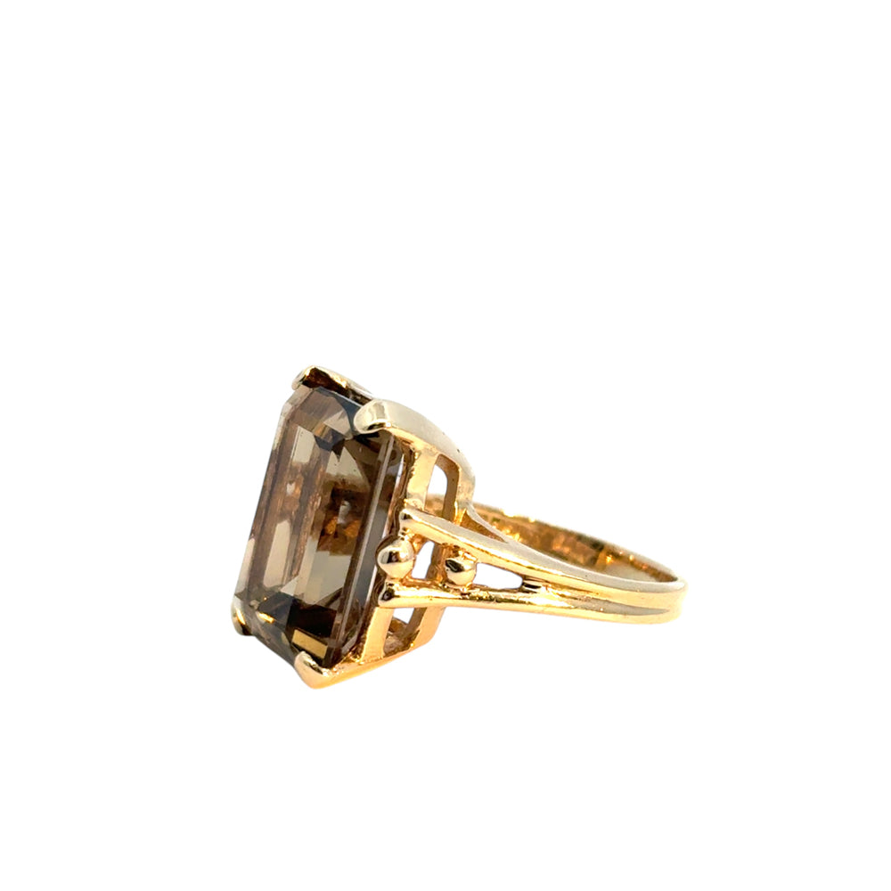 Vintage 14k Yellow Gold Smoky Quartz Gemstone Ring