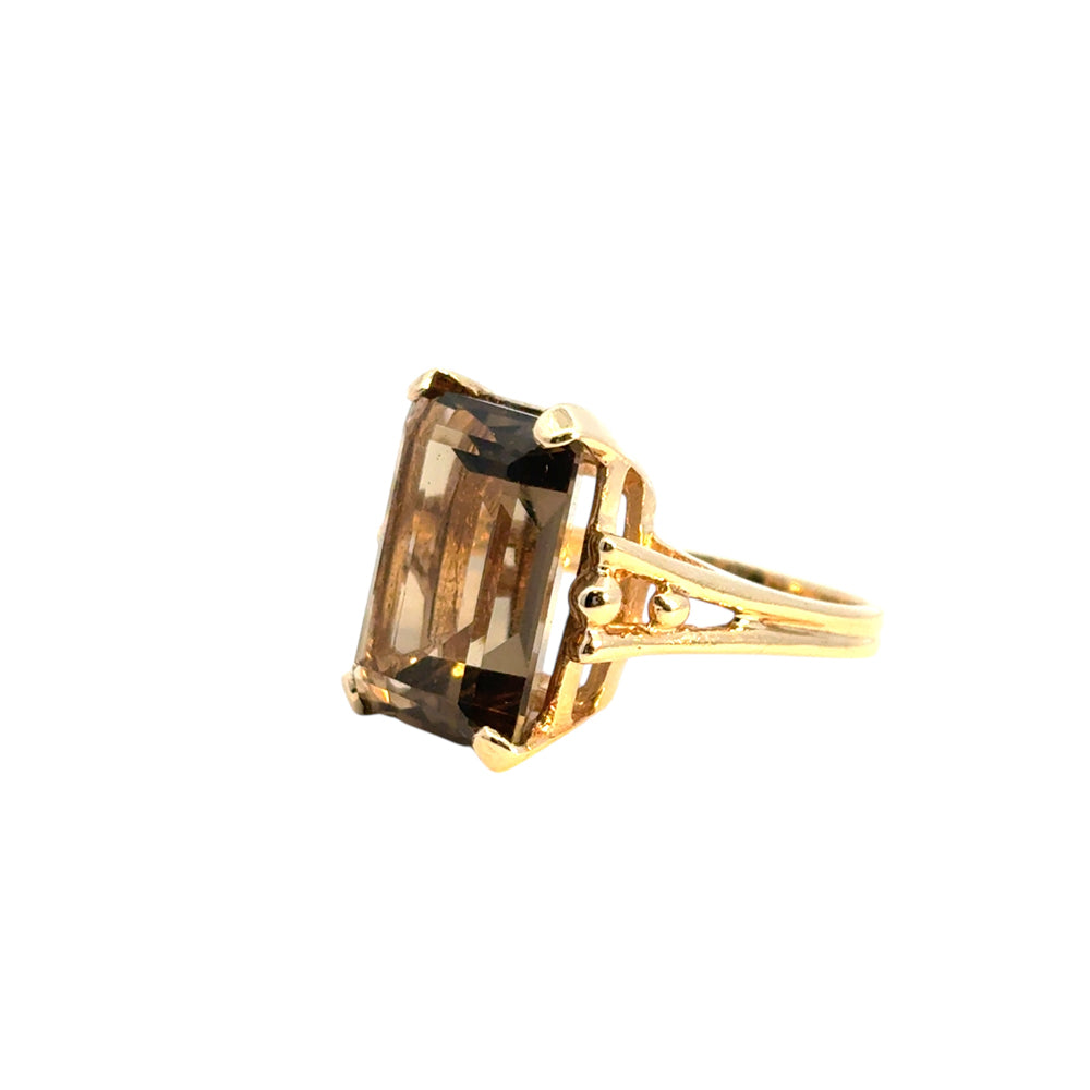 Vintage 14k Yellow Gold Smoky Quartz Gemstone Ring