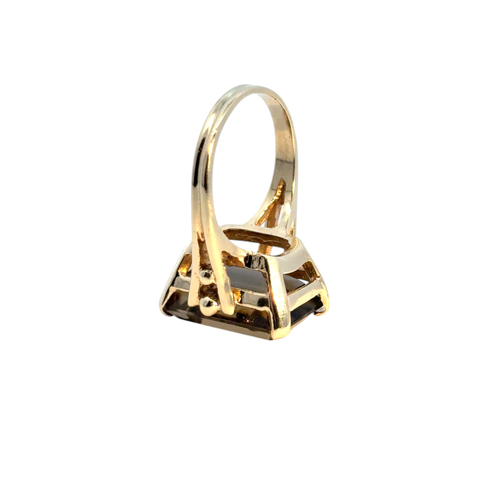 Vintage 14k Yellow Gold Smoky Quartz Gemstone Ring