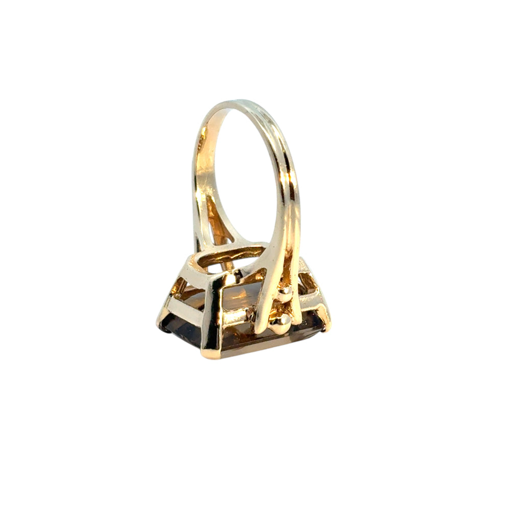 Vintage 14k Yellow Gold Smoky Quartz Gemstone Ring