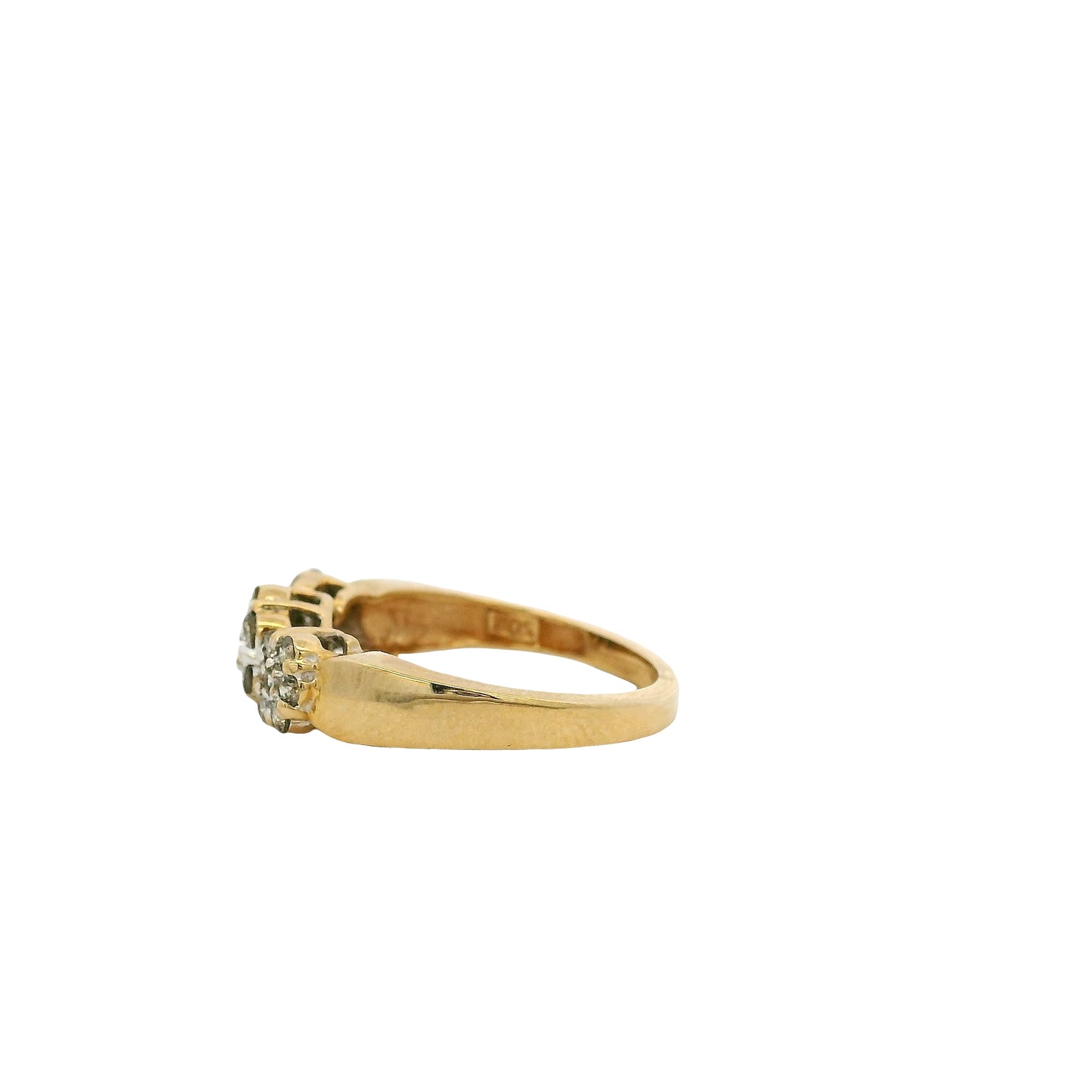 Vintage 14k Yellow Gold approx. 0.32ctw Natural Round Diamond Three Flower Ring