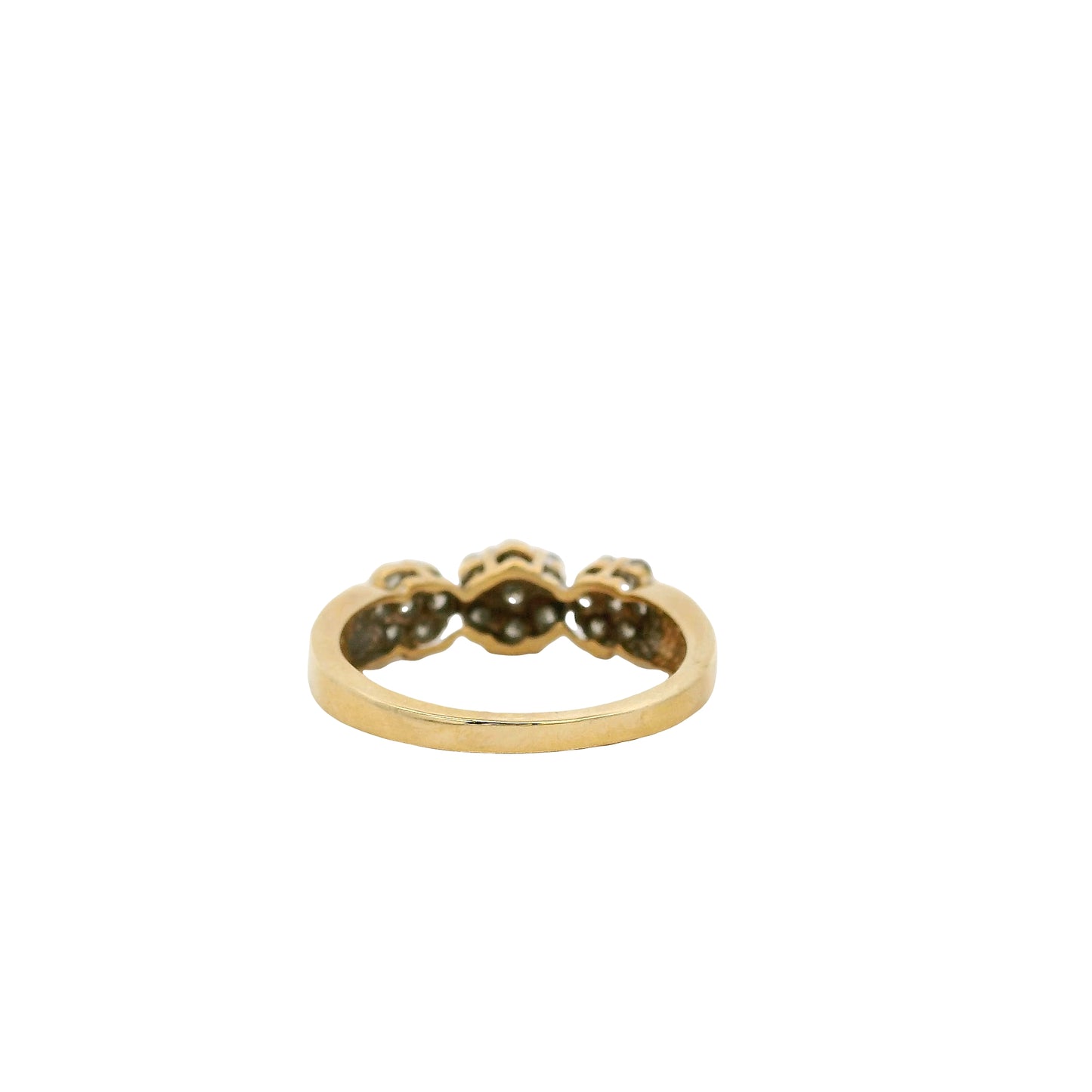 Vintage 14k Yellow Gold approx. 0.32ctw Natural Round Diamond Three Flower Ring
