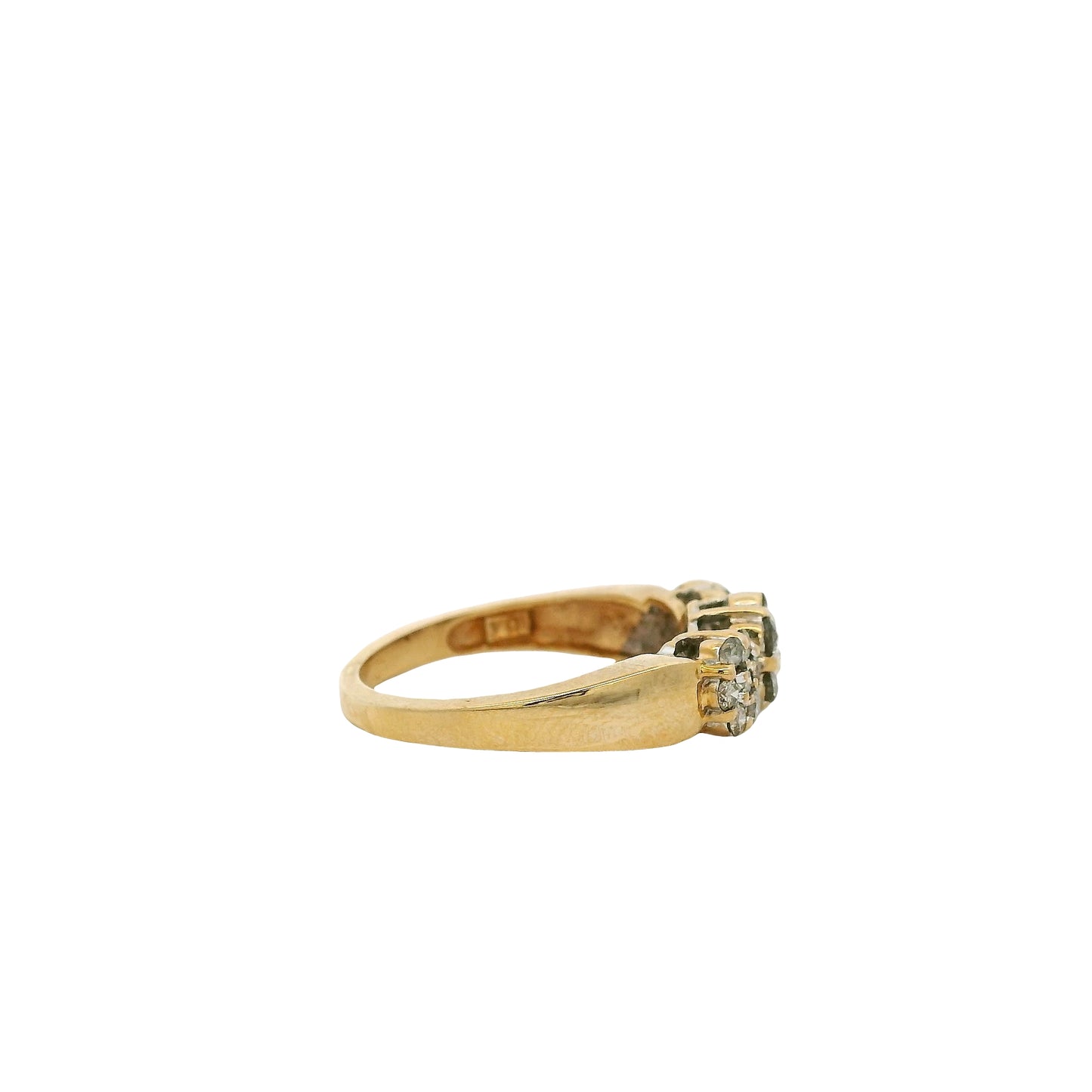 Vintage 14k Yellow Gold approx. 0.32ctw Natural Round Diamond Three Flower Ring