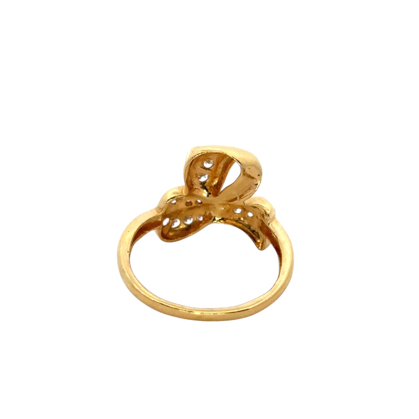 Vintage 22k Yellow Gold 0.21ctw Diamond Heart Ribbon Ring